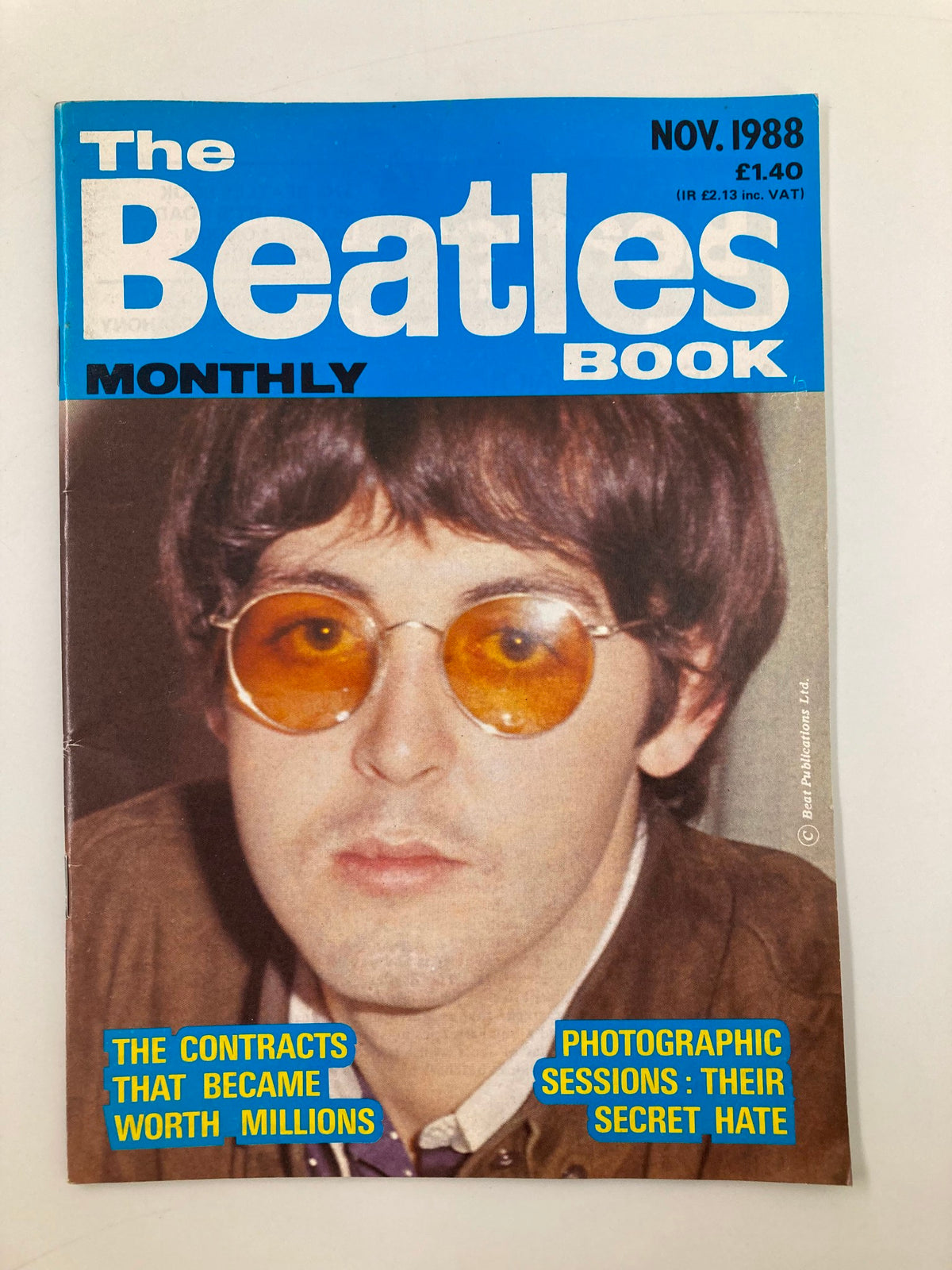 The Beatles Book Monthly Magazine, November 1988, Issue No. 151 cover featuring Paul McCartney in stylish sunglasses