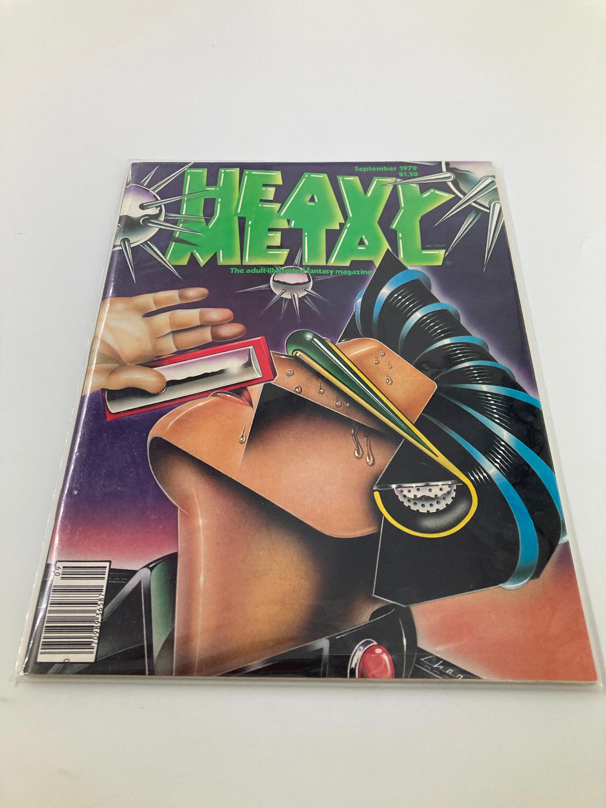 Cover of VTG Heavy Metal Magazine September 1979 titled 'Love Hurts' by Jim Cherry, showcasing vibrant graphic art and bold design characteristic of late 70s heavy metal culture.