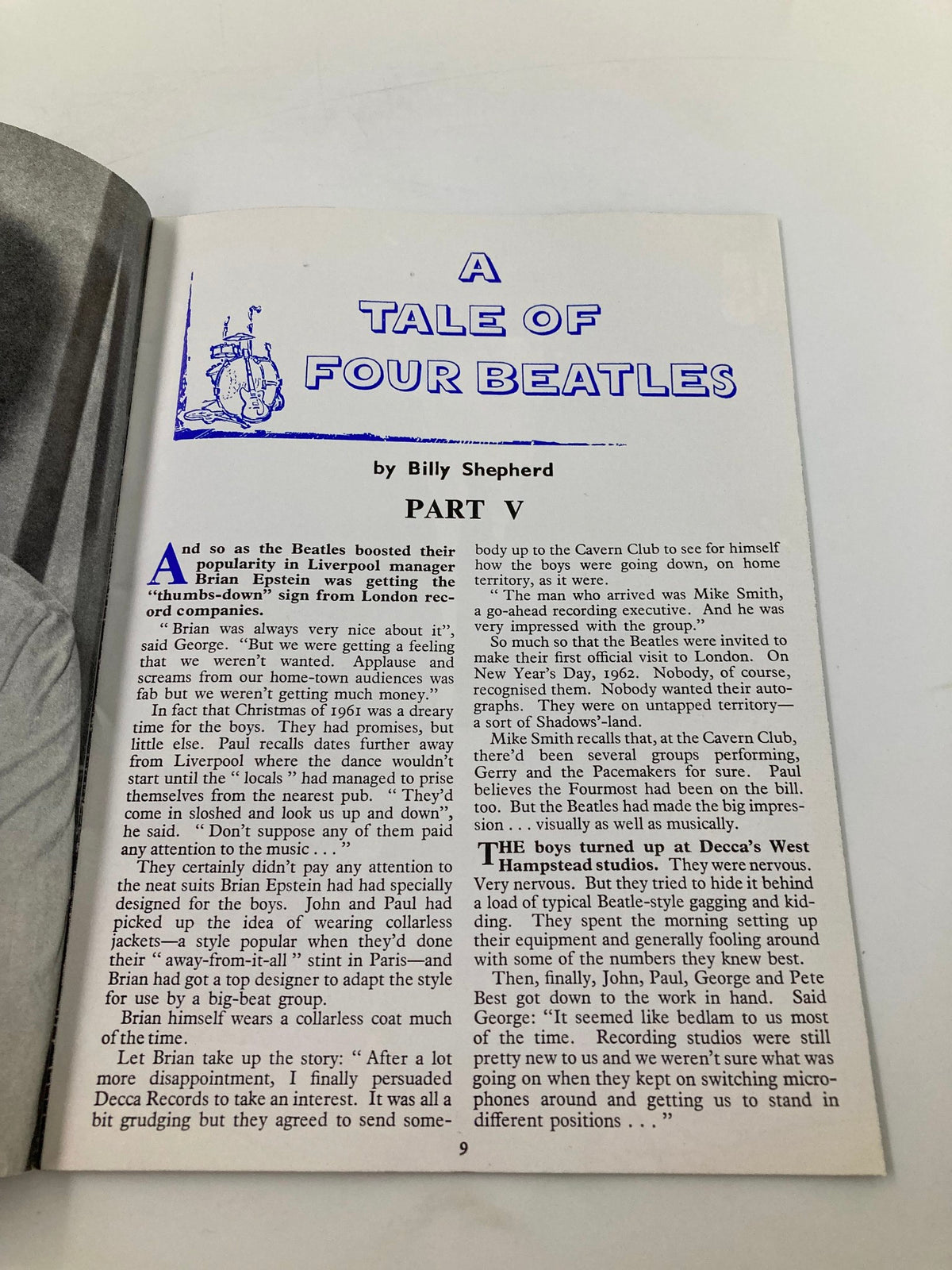 Inner page titled 'A Tale of Four Beatles' from The Beatles Book Monthly Magazine October 1976 #6 featuring historical context about the band.
