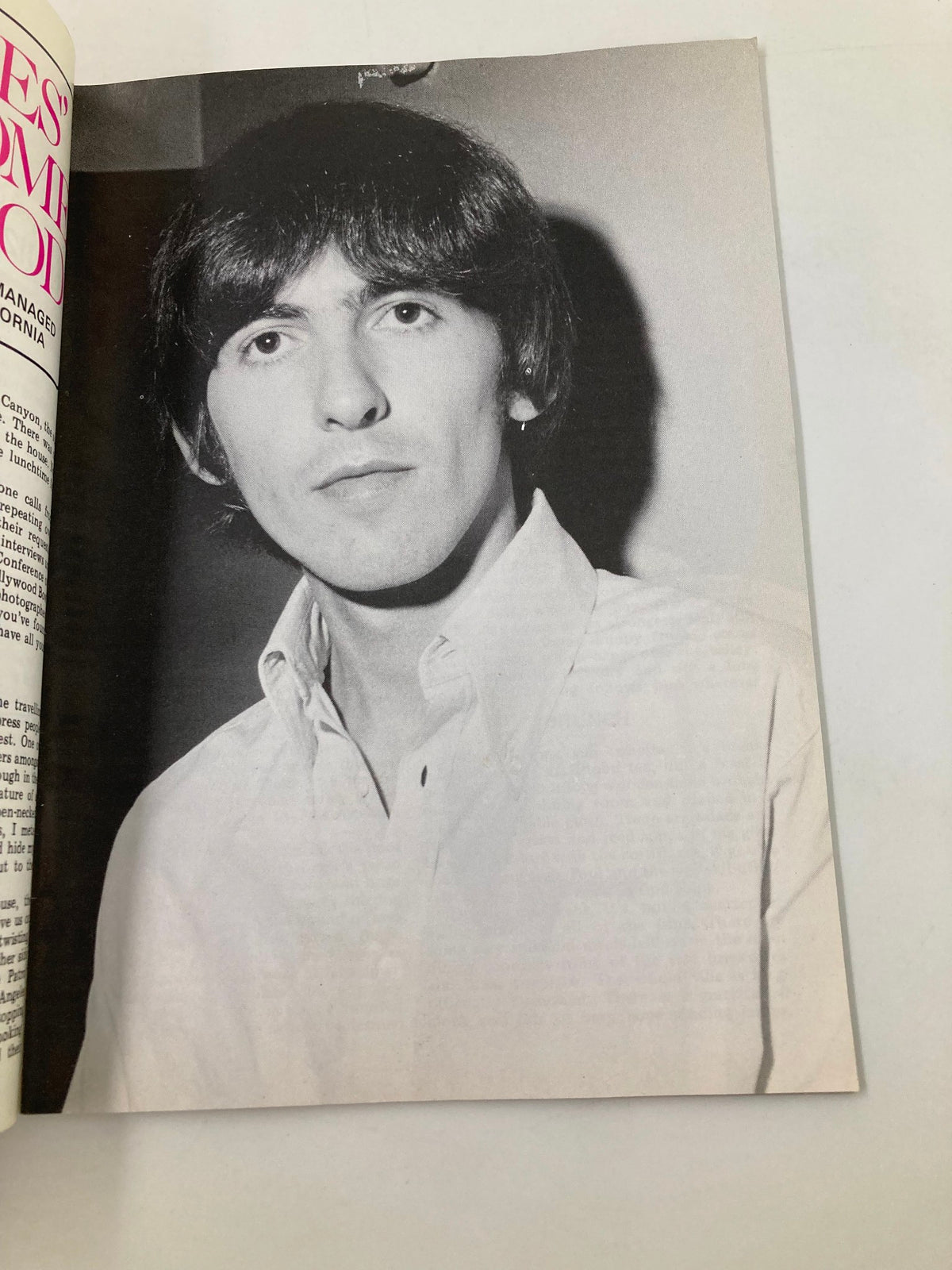 Interior page of The Beatles Book Monthly Magazine August 1985, showcasing a black and white photograph of George Harrison. This issue includes insights and stories about the legendary band and their impact.