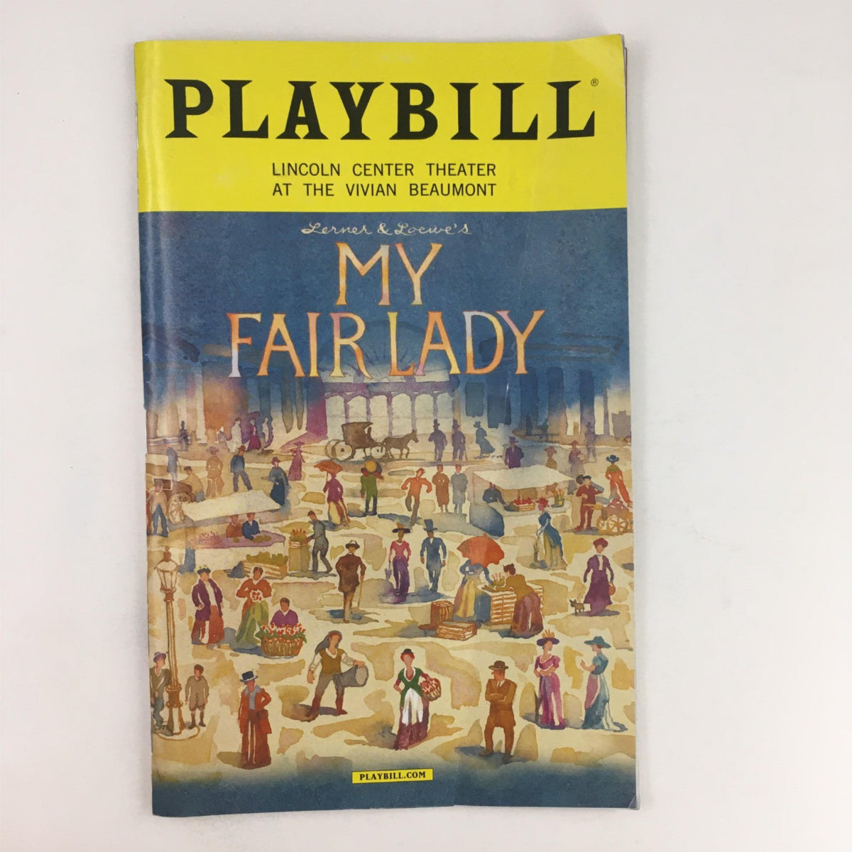 2018 Playbill My Fair Lady cover featuring vibrant artwork and theater-themed illustrations, presented at Lincoln Center Theatre.