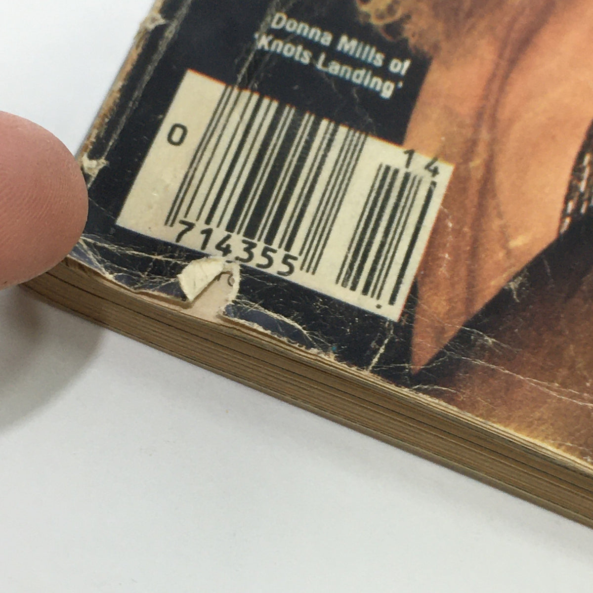 Close-up of the barcode on the back cover of the VTG TV Guide Magazine April 2-8 1983, showcasing details of the publication.