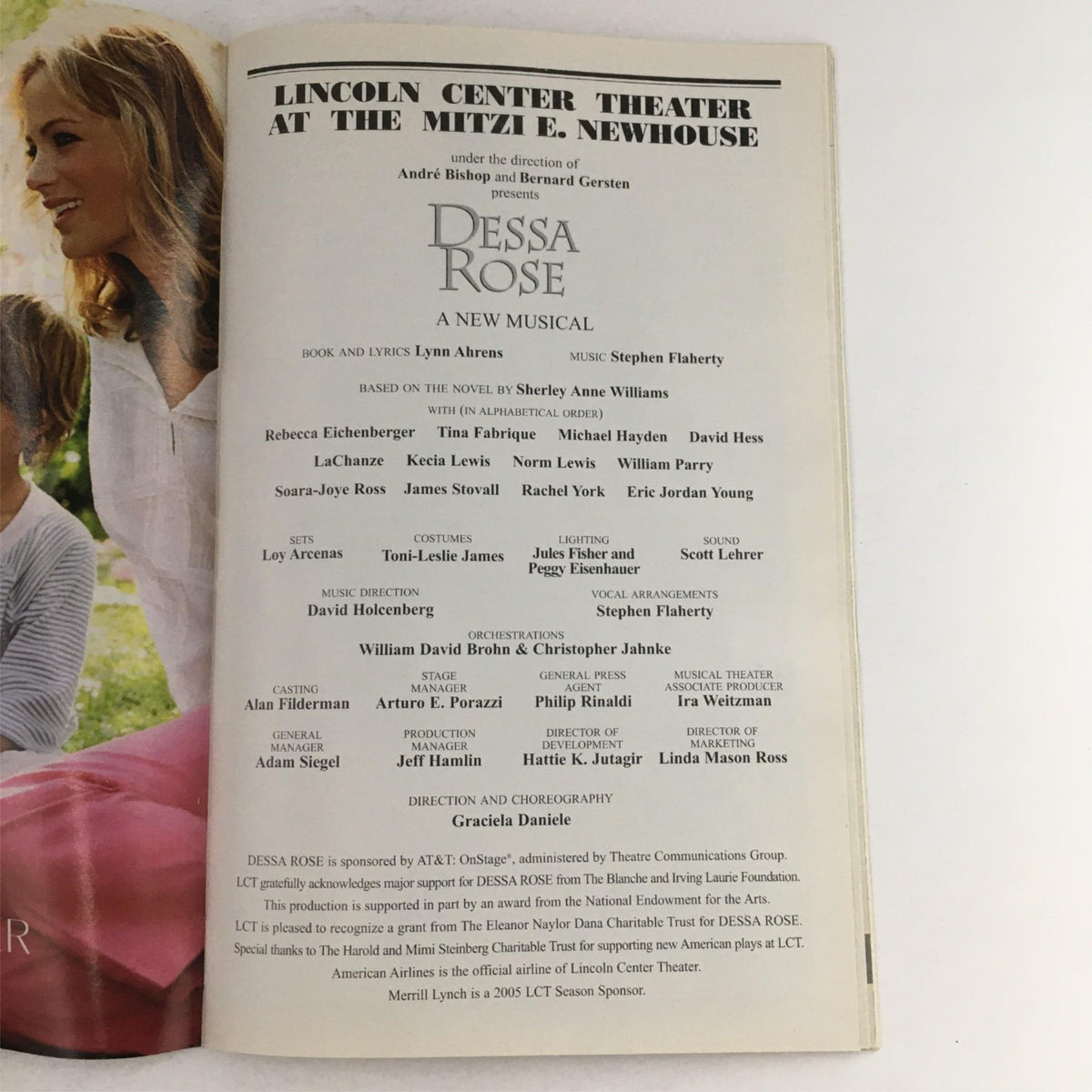 2005 Playbill Dessa Rose by Graciela Daniele at Lincoln Center Theatre, featuring cast and crew credits for the musical.