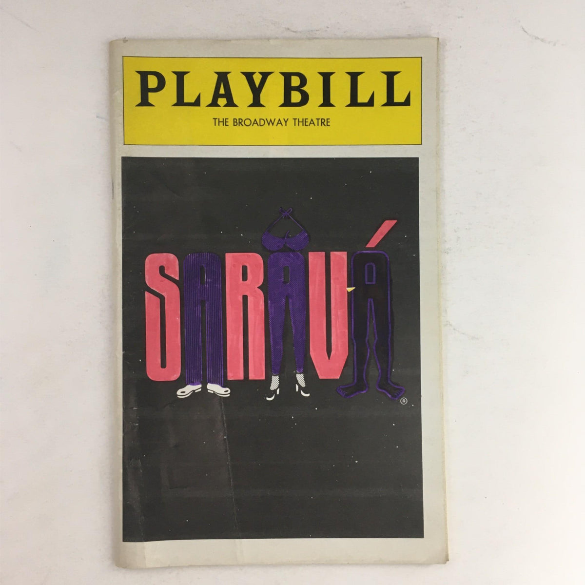 1979 Playbill Sarava by Rick Atwell showing a vibrant cover design featuring the title 'Sarava' at the Broadway Theatre.