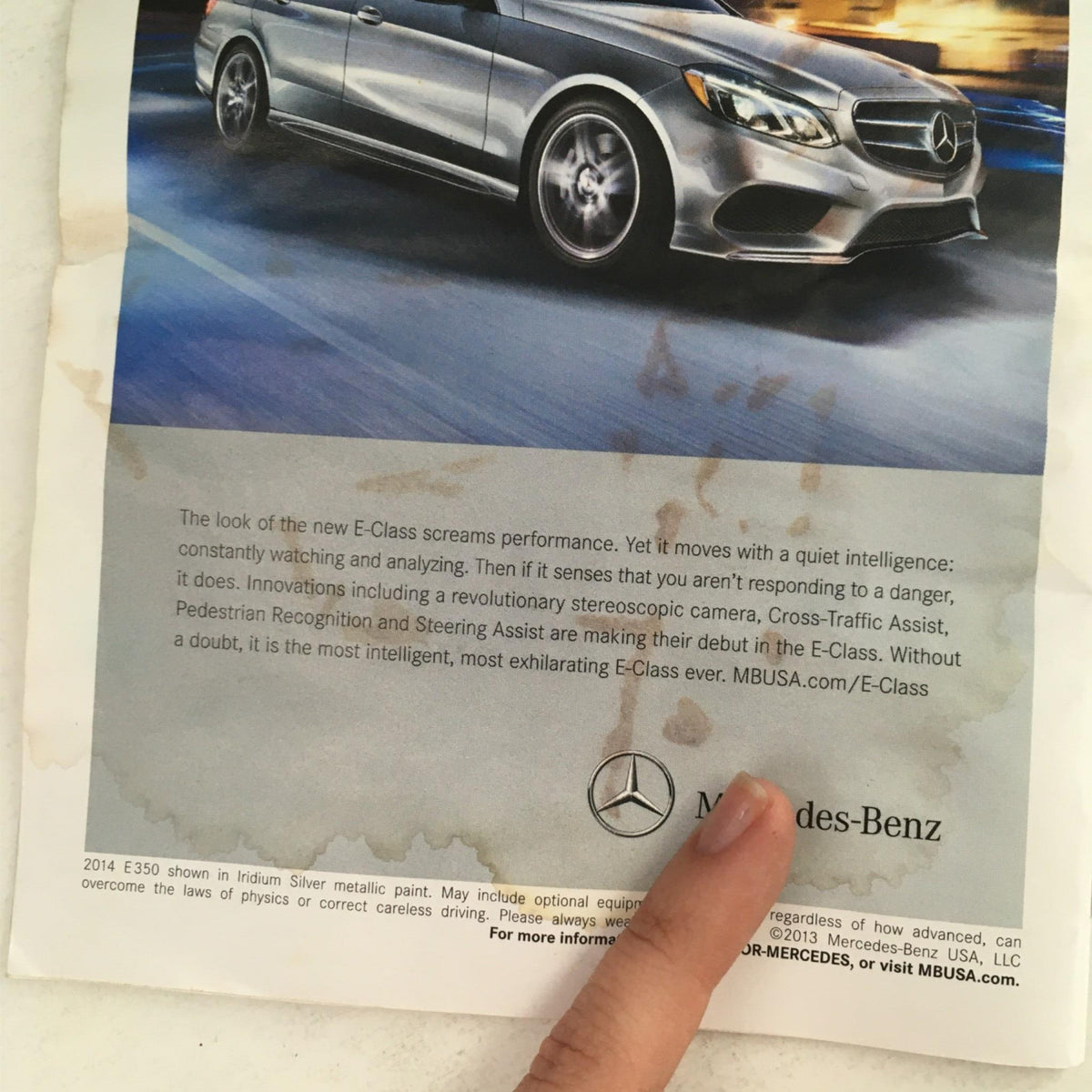 2013 Playbill Pippin featuring Matthew James Thomas and Patina Miller, showing an advertisement for the Mercedes-Benz E-Class with a focus on performance and innovative features.