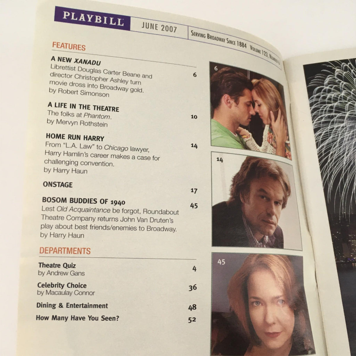 Inside view of the 2007 Playbill for Les Miserables, highlighting a list of other musicals and features from the June 2007 edition.