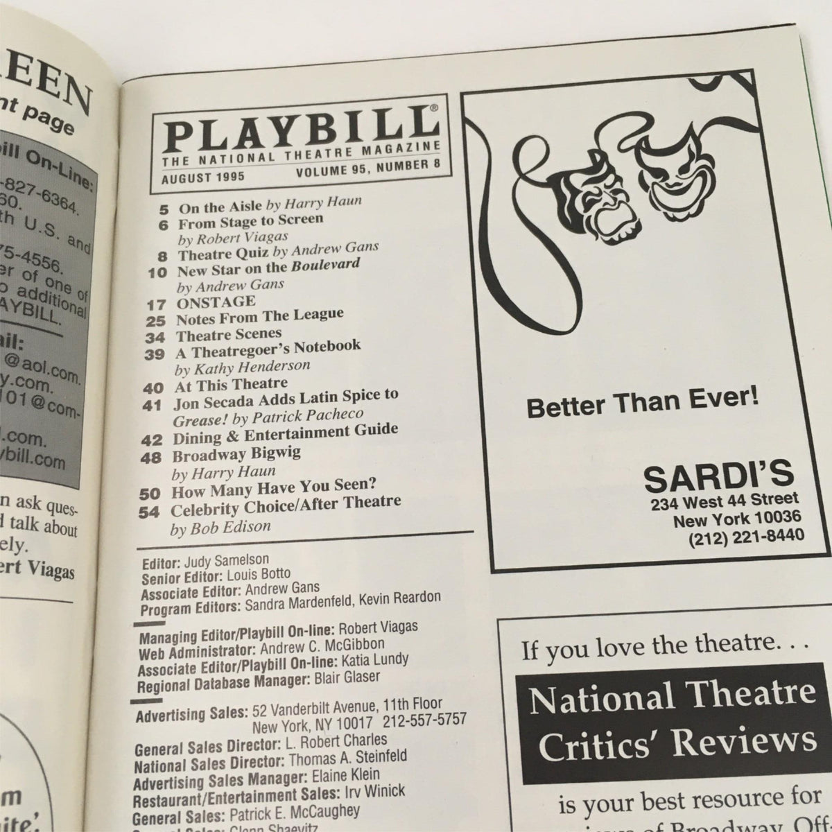 Inside page of the 1995 Playbill Show Boat featuring articles and theatre program details.