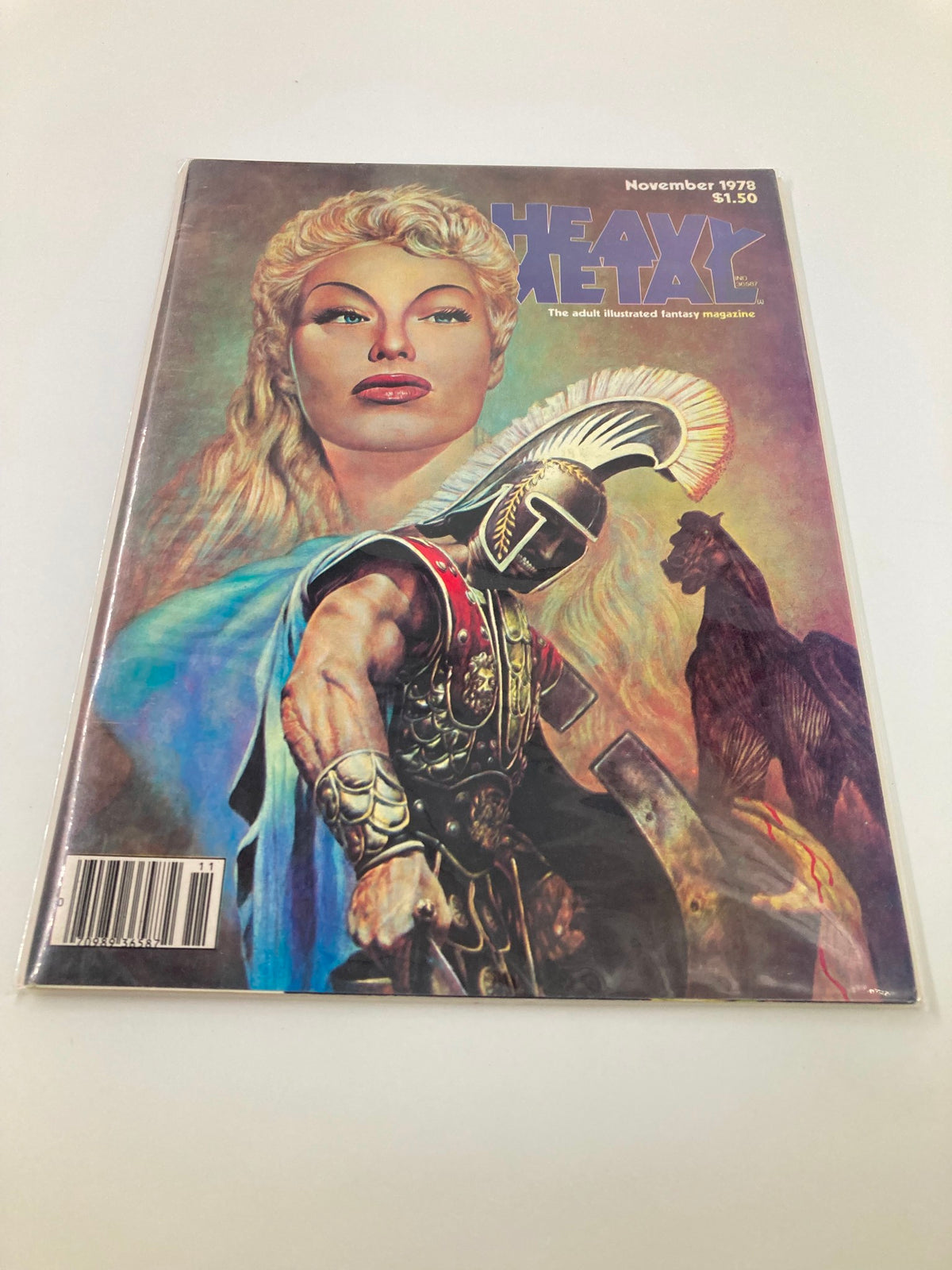 Alternative view of the cover of VTG Heavy Metal Magazine November 1978, highlighting the vibrant colors and artistic illustration by Marcus Boas.