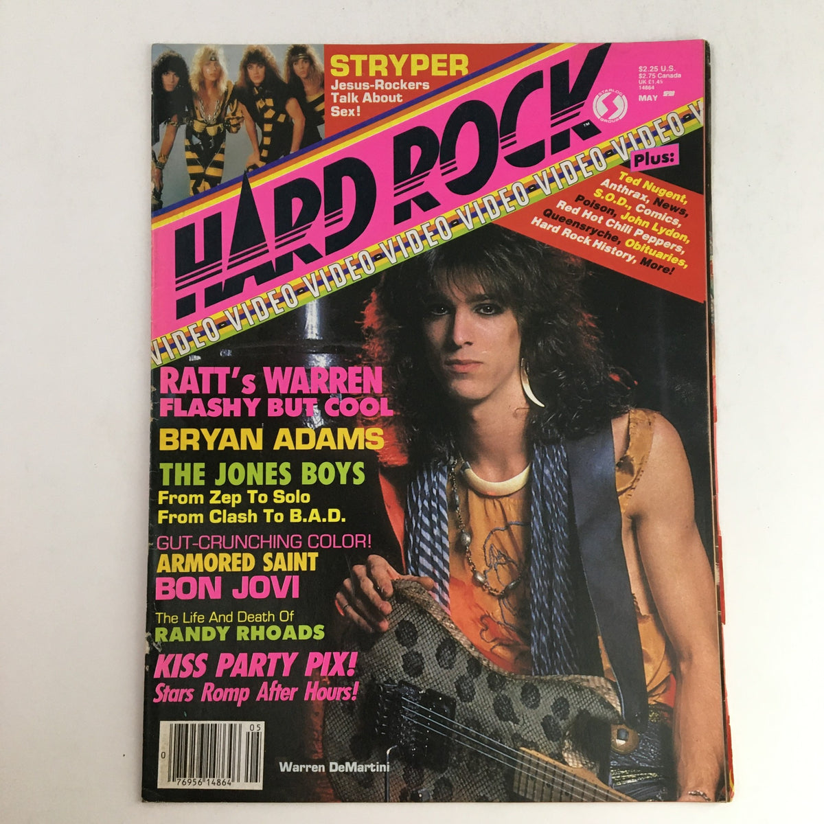 Cover of Hard Rock Video Magazine May 1986 featuring highlights about Ratt and Bryan Adams, with vibrant graphics and bold text showcasing the rock music scene of the 80s.