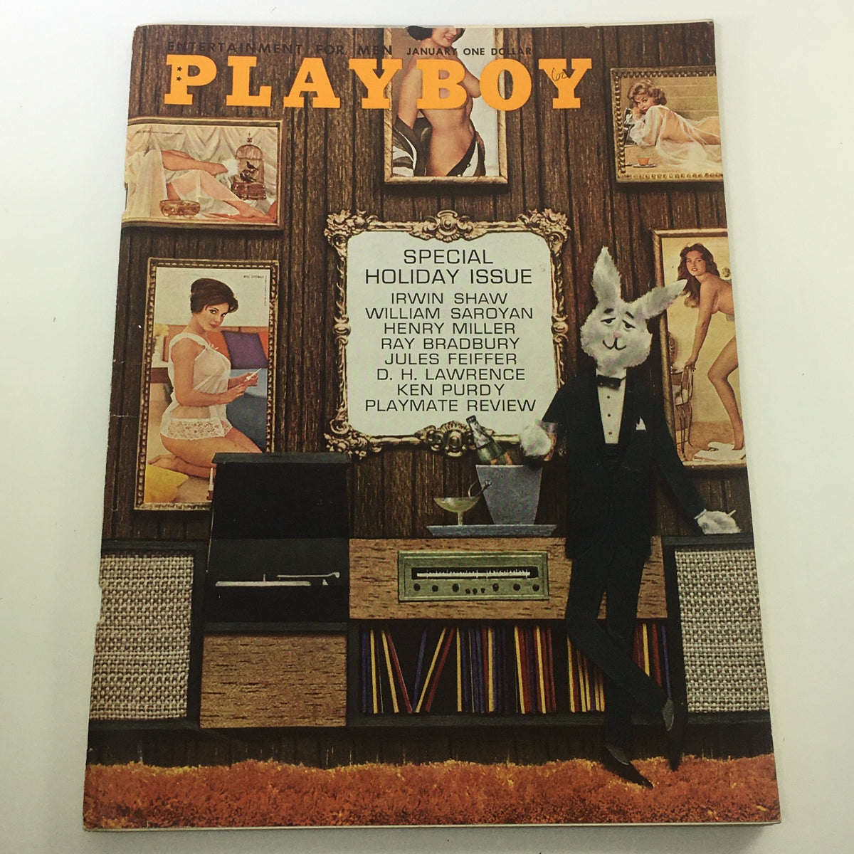 Cover of VTG Playboy Magazine January 1962 Vol. 9 #1 featuring Playmate Merle Pertile, showcasing vintage artwork and design elements related to the early 60s.