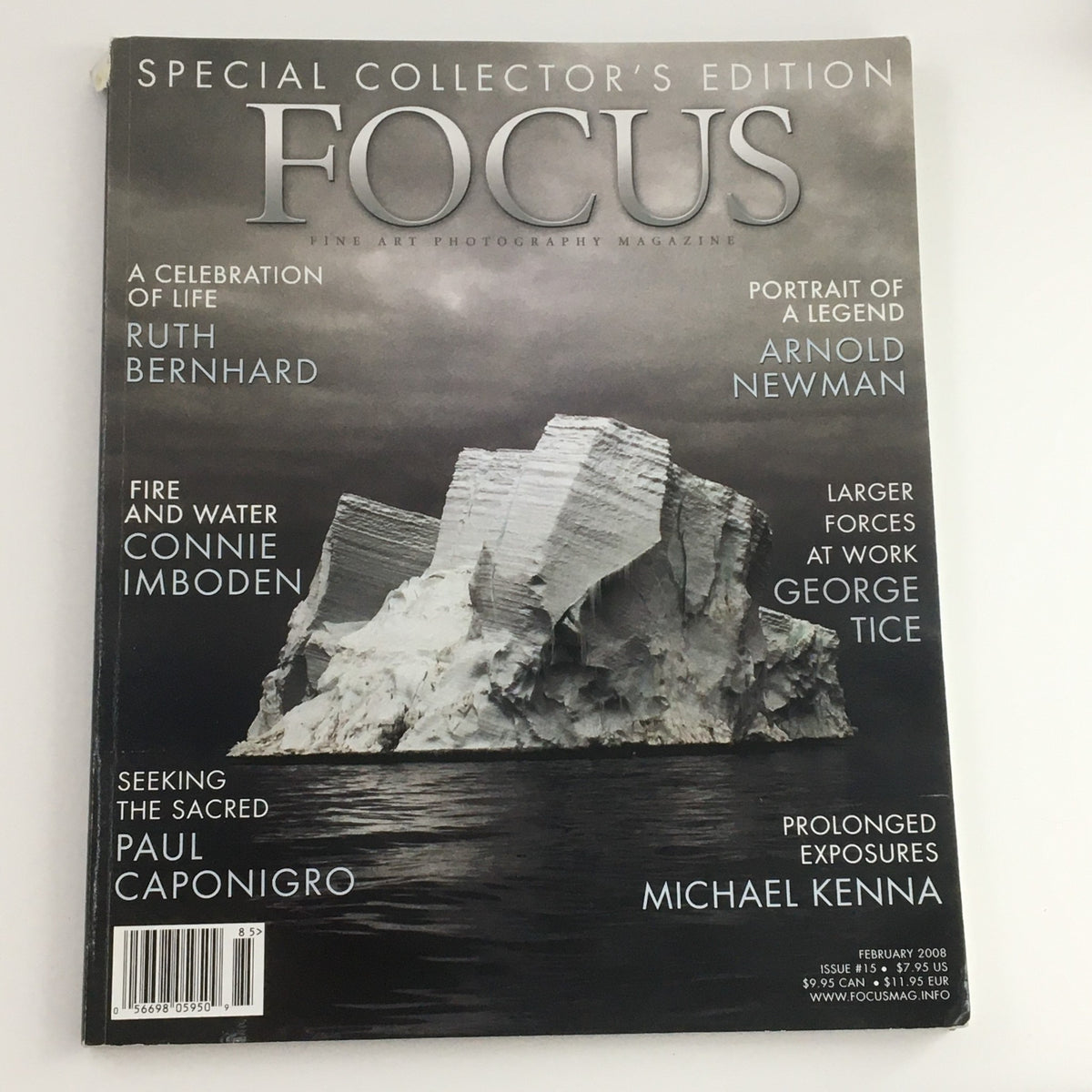 Cover of Focus Photography Magazine February 2008 featuring contributors Ruth Bernhard and Arnold Newman, showcasing striking imagery related to fine art photography.