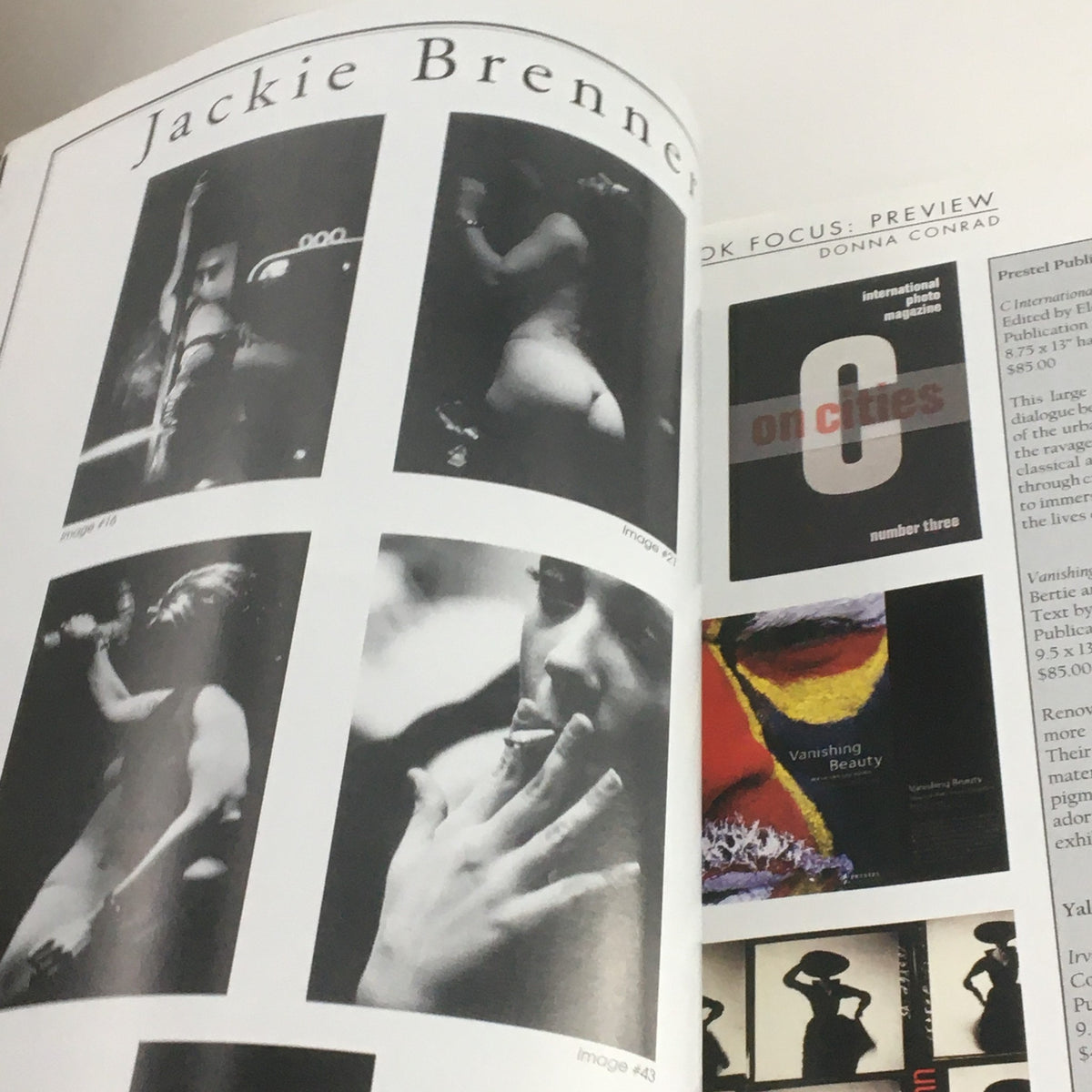Preview page from Focus Photography Magazine, February 2007, highlighting artworks by Jackie Brenner, showcasing contemporary photography.