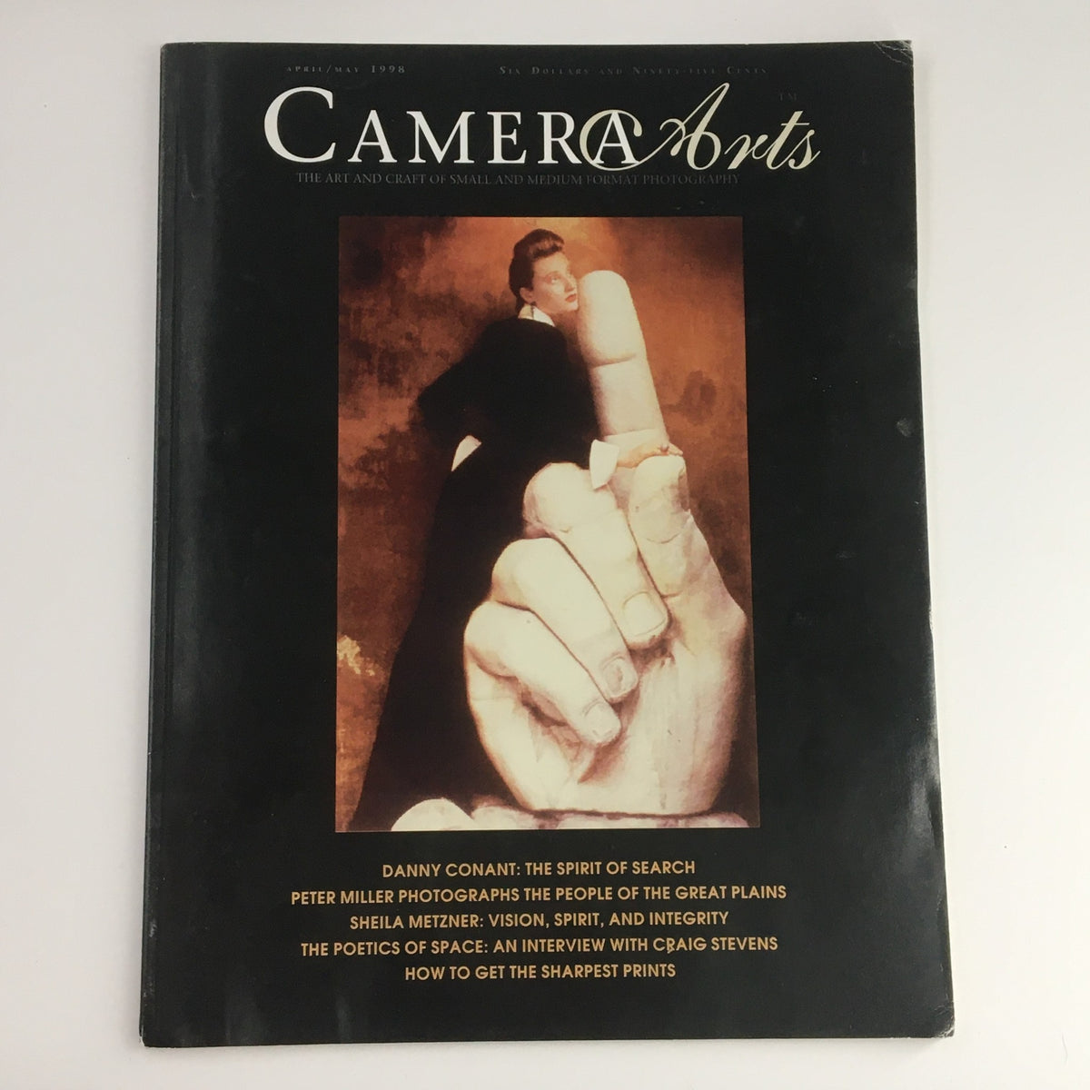Cover of Camera Arts Magazine April 1998 featuring the title 'The Spirit of Search' by Danny Conant, showcasing a creative photography theme.