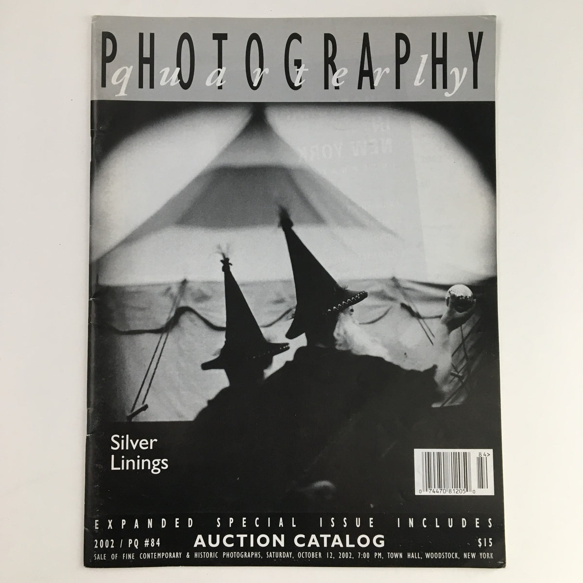 Cover of Photography Quarterly Auction Catalog 2002 #84 Silver Linings featuring artistic photography with a focus on silver-themed imagery, highlighting the contemporary auction details.