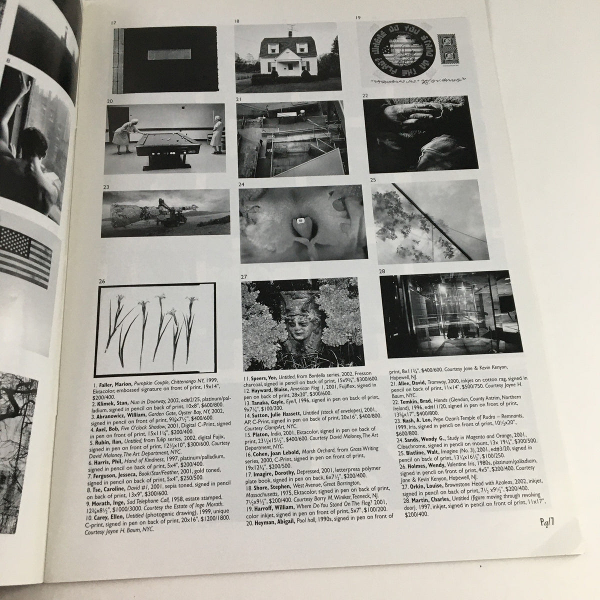 Another inside page of the Photography Quarterly Auction Catalog 2002 #84 Silver Linings by Amanda Means, showcasing a grid of selected photographs and their descriptions.