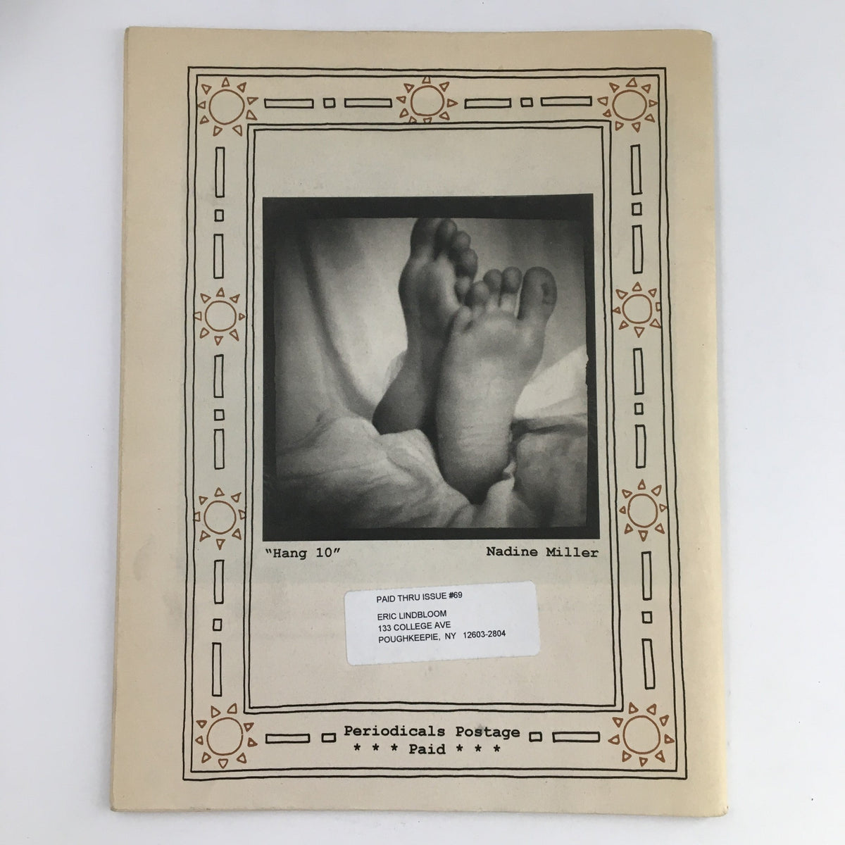 Inside Shots Magazine 2000 #68 featuring an artistic cover by Nadine Miller, displaying a close-up photograph of feet with the title 'Hang 10', reflecting the avant-garde nature of toy camera photography.