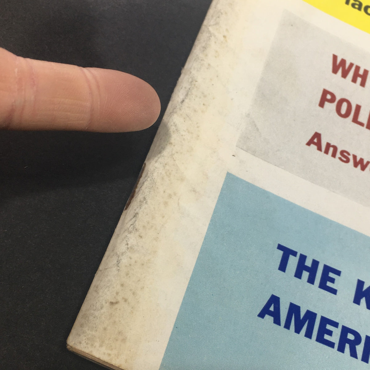 Side view of the VTG U.S. News & World Report Magazine January 15 1962, showing wear on the spine and cover edges, indicating age and vintage condition.