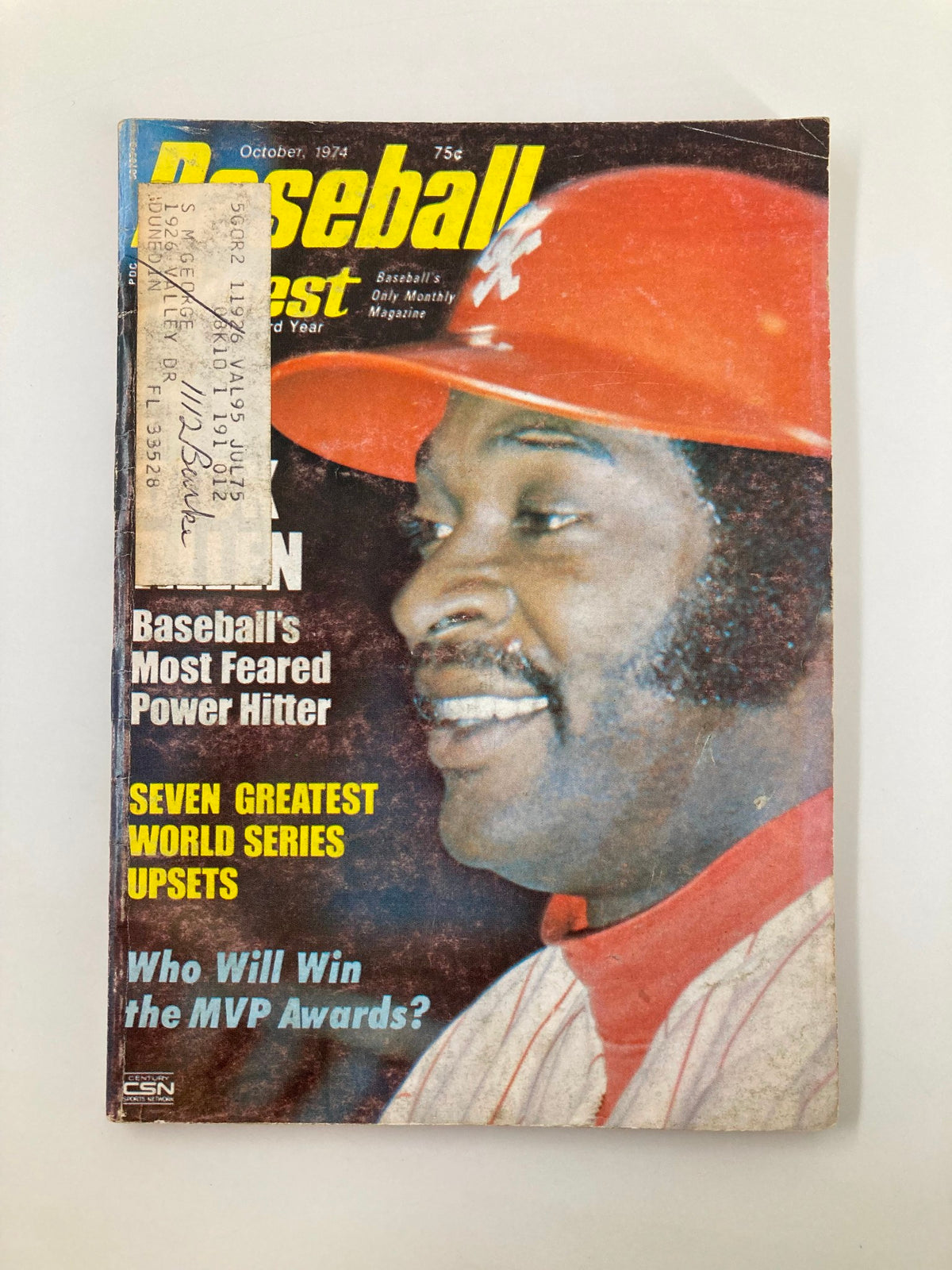 Cover of VTG Baseball Digest October 1974 featuring Dick Allen, titled 'The Batter Pitchers Hate to Face', showcasing baseball's most feared power hitter.