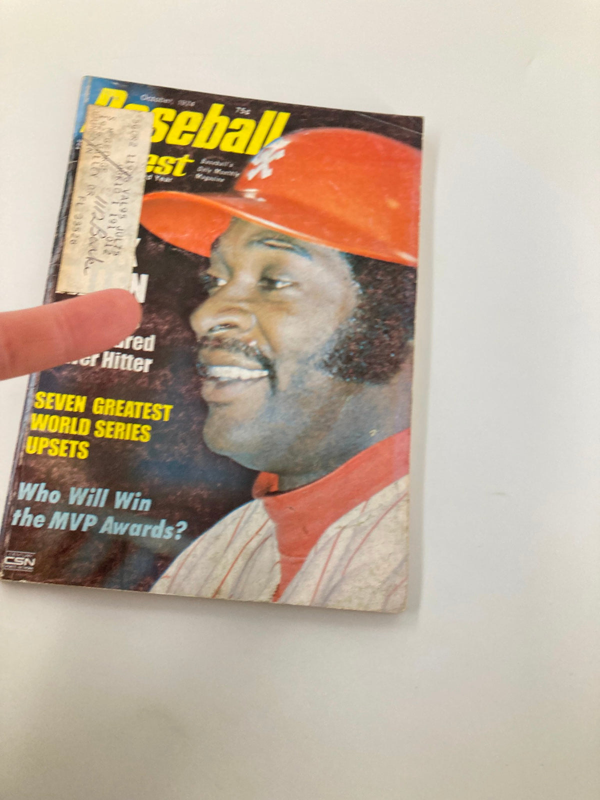 Close-up of VTG Baseball Digest October 1974 cover with Dick Allen, highlighting the article 'The Batter Pitchers Hate to Face' along with other features about MVP Awards and World Series upsets.