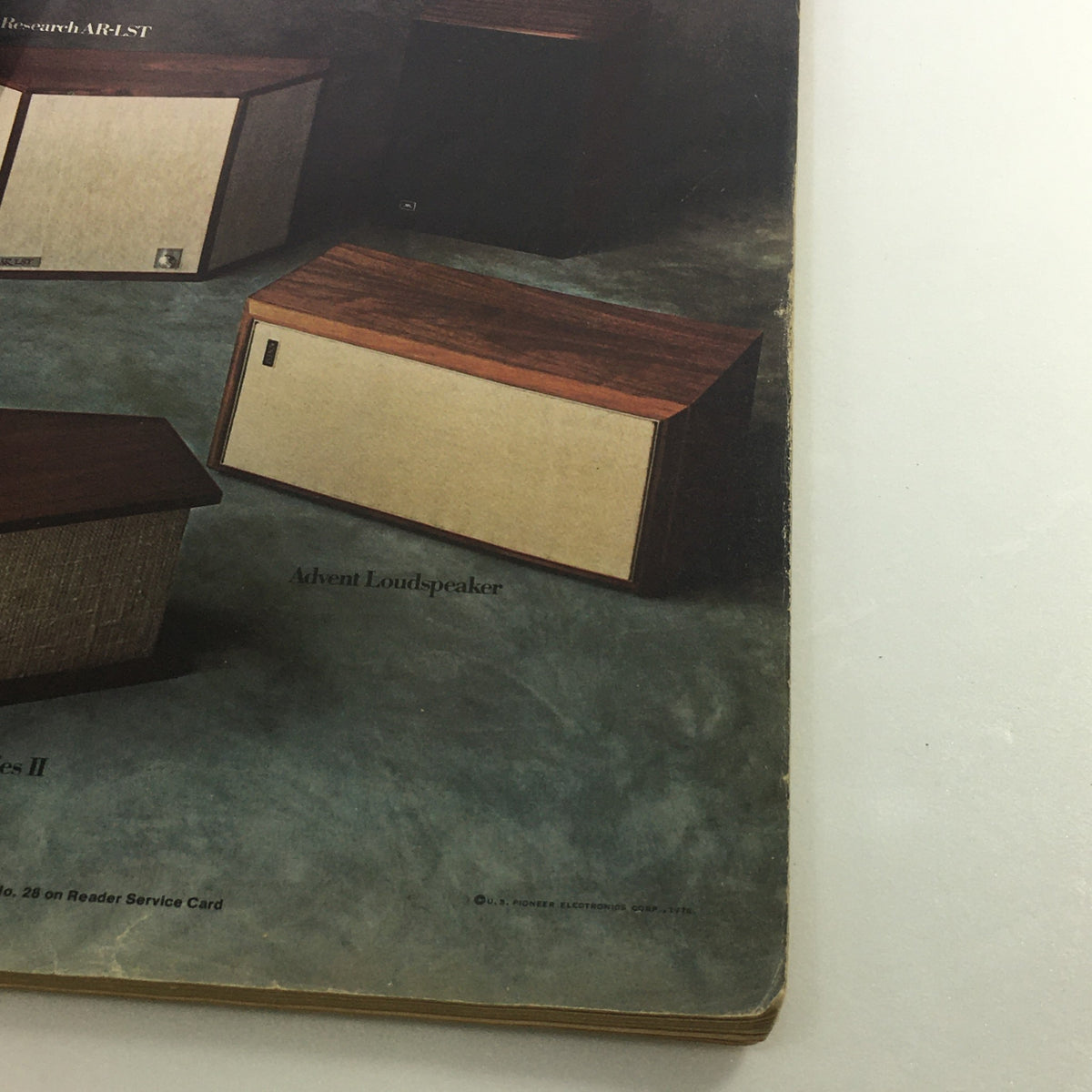 Back cover of the June 1976 VTG Audio and Music Magazine showcasing an advertisement for Advent Loudspeakers.