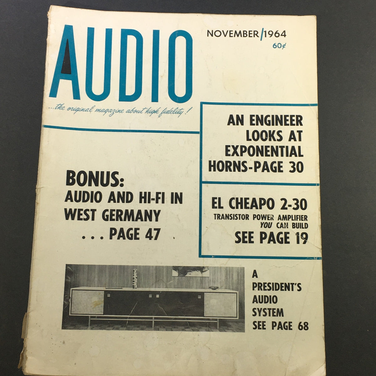 Cover of VTG Audio and Music Magazine from November 1964 showcasing articles on audio technology and hi-fi in West Germany.