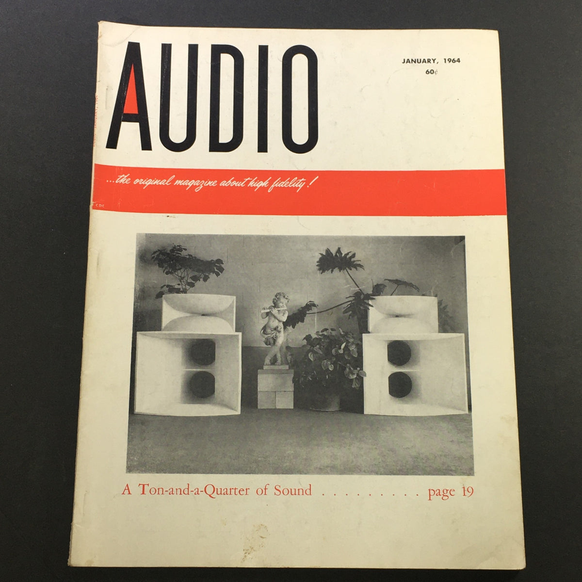 VTG Audio and Music Magazine January 1964 cover featuring high-fidelity audio equipment and decorative elements with the title 'A Ton-and-a-Quarter of Sound'.