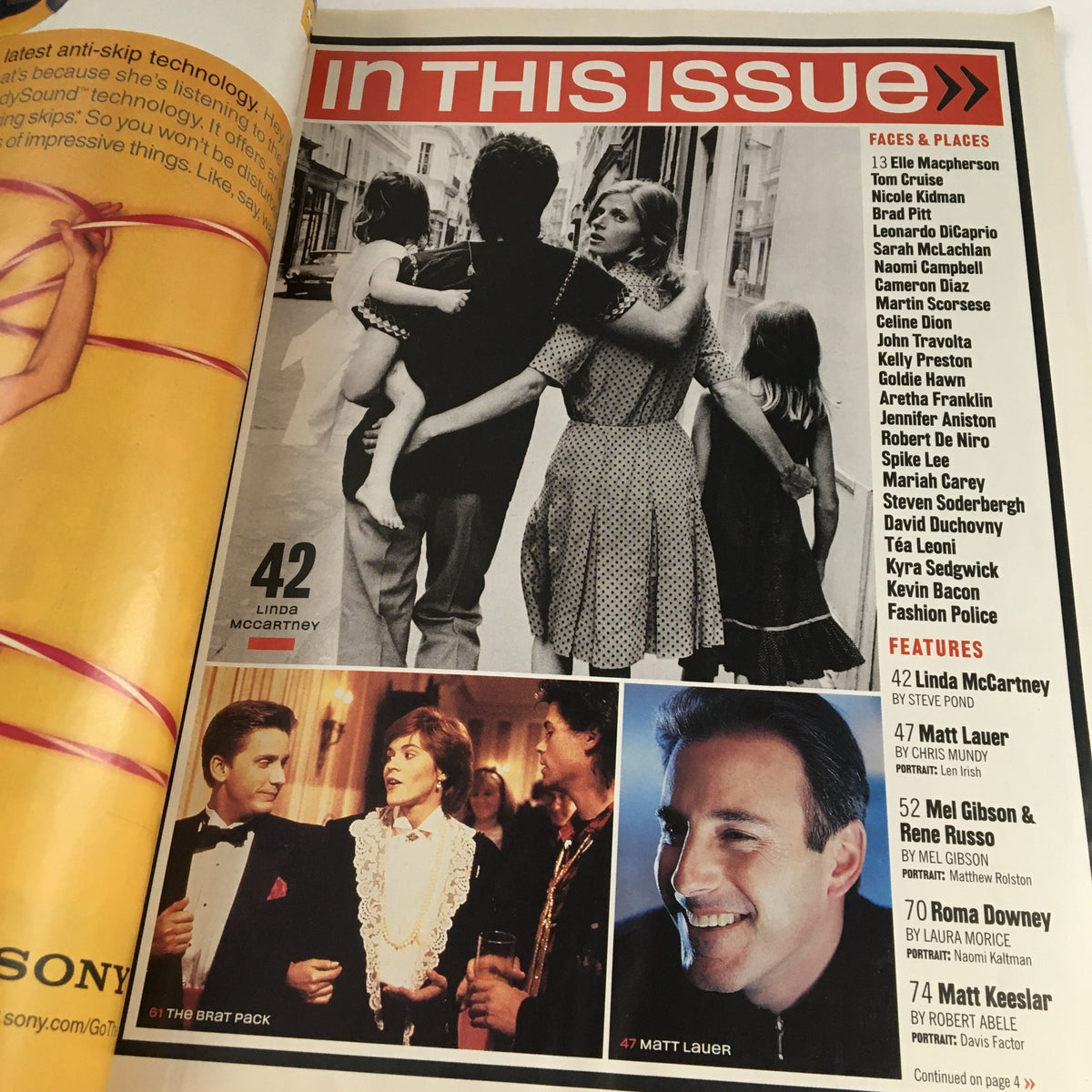 Another inside page of US Entertainment Magazine July 1996 with a focus on Linda McCartney, along with notable images and details about featured stars.