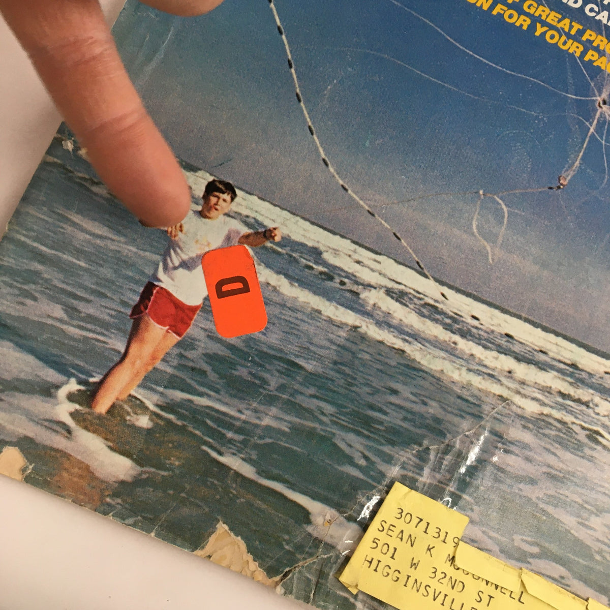 Back cover of Boys' Life Magazine April 1979, including an image of a boy fishing in the ocean, marked with a sticker and displaying minor wear typical of vintage collectibles.