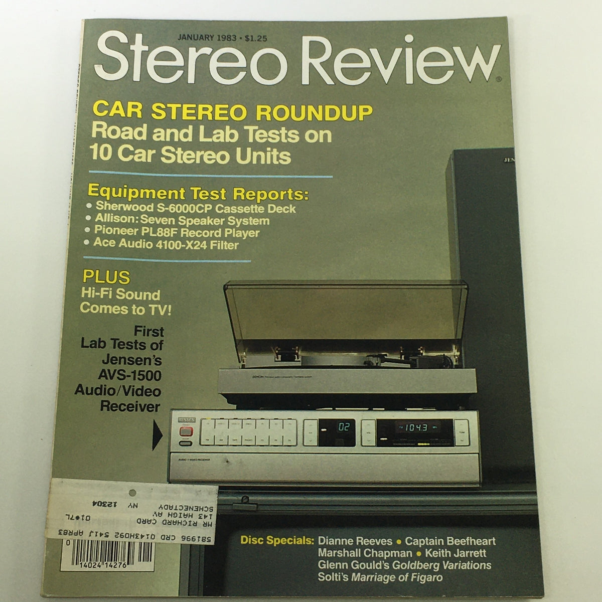Cover of VTG Stereo Review Magazine January 1983 featuring articles on Dianne Reeves and Captain Beefheart, highlighting equipment test reports and disc specials.