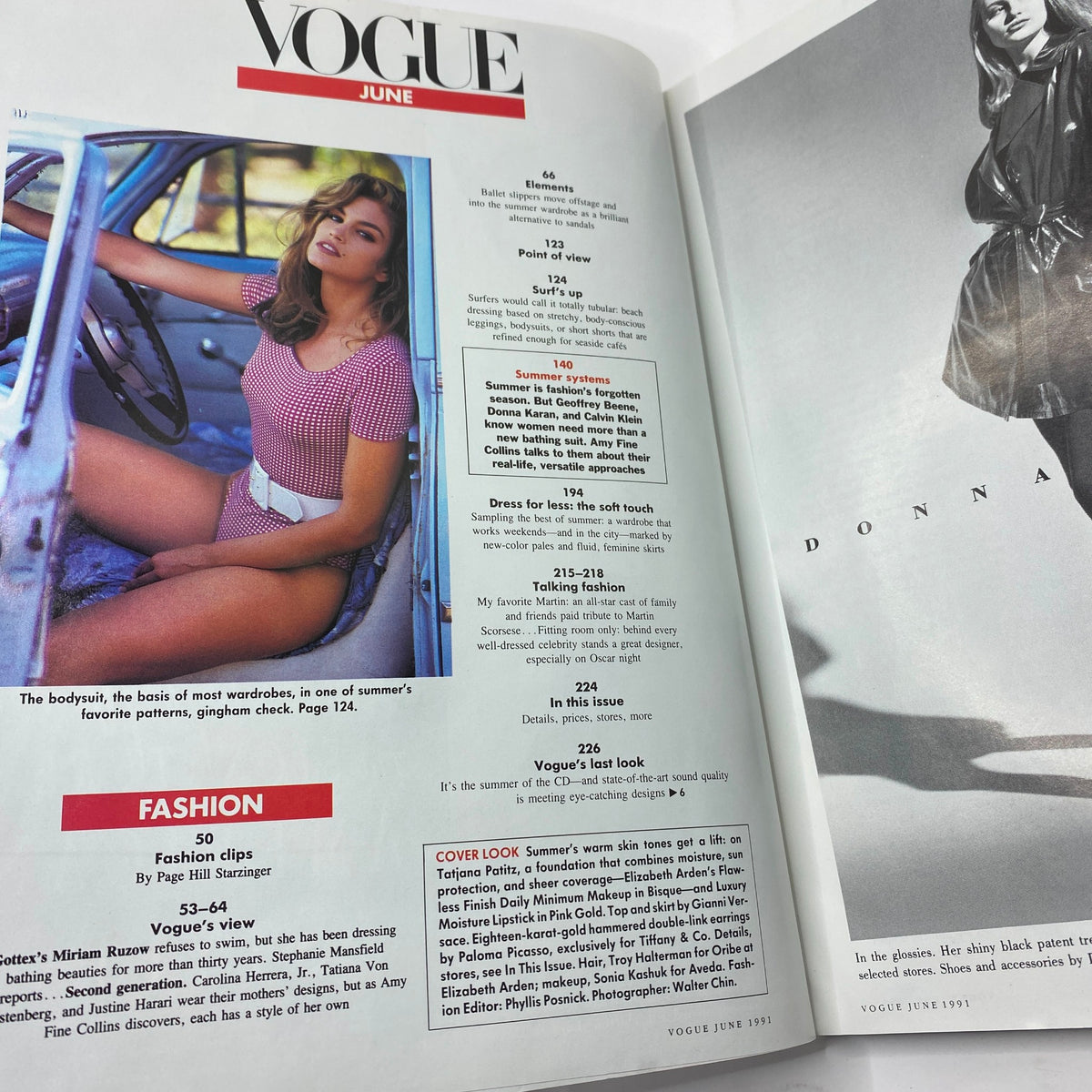 Interior page of Vogue Magazine June 1991 showcasing fashion content related to Tatjana Patitz and summer styles.
