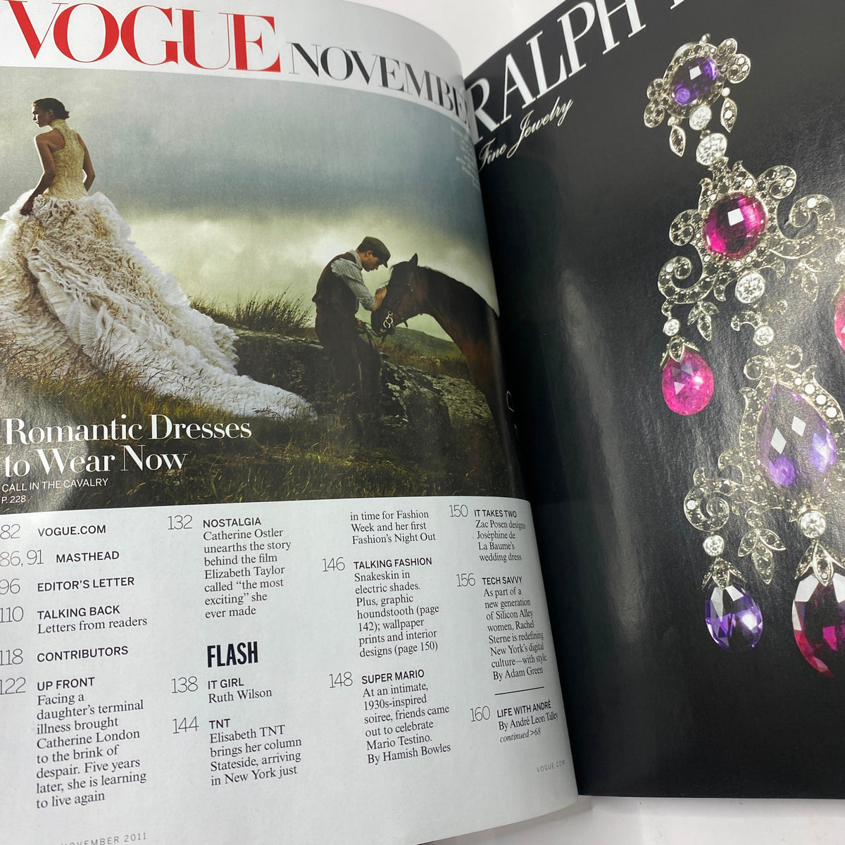 Inside page of Vogue Magazine November 2011 displaying editorial layout, including articles and fashion content related to the issue.