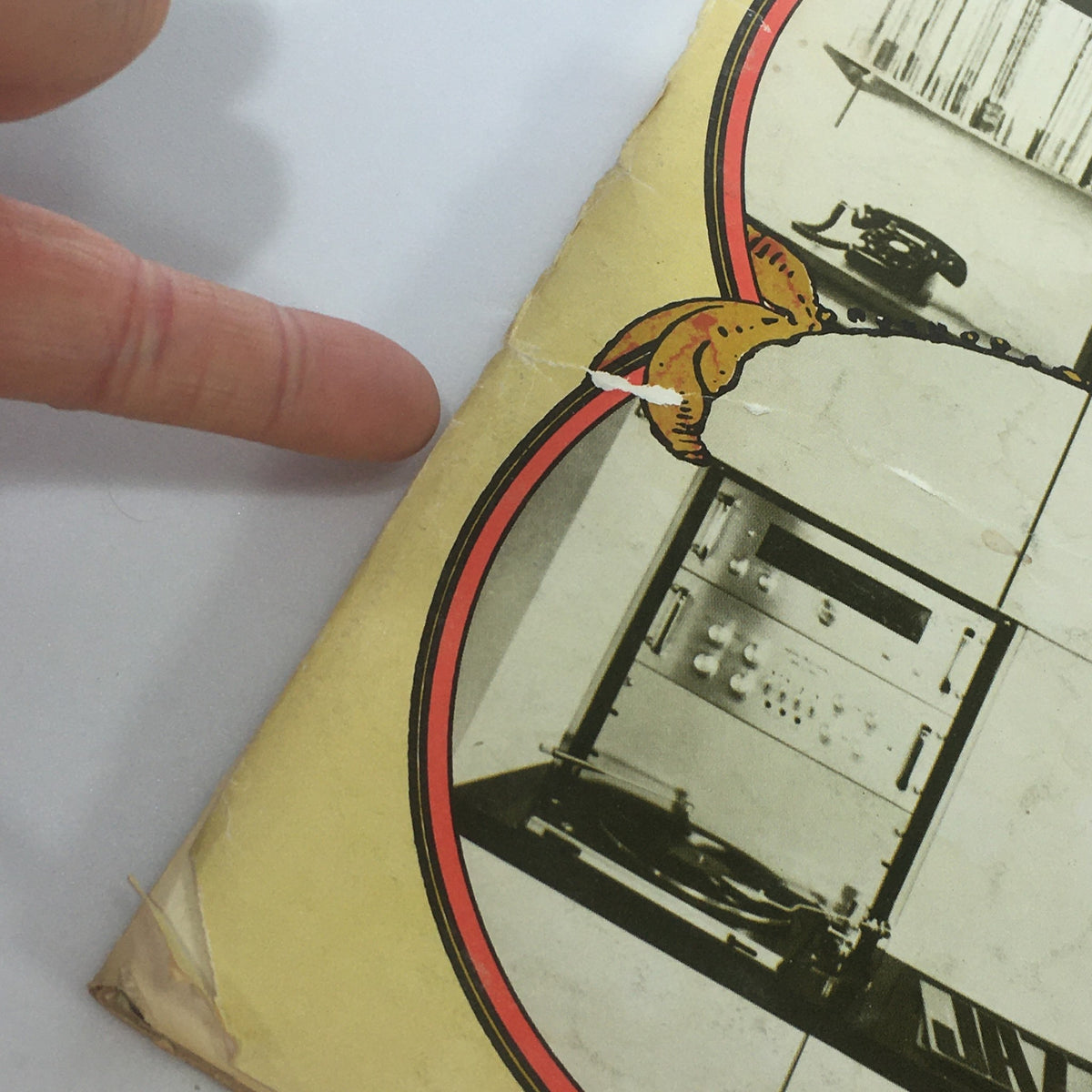 Detailed view of the corner of Vintage Audio & Music Magazine October-November 1968, revealing wear and the cover design.