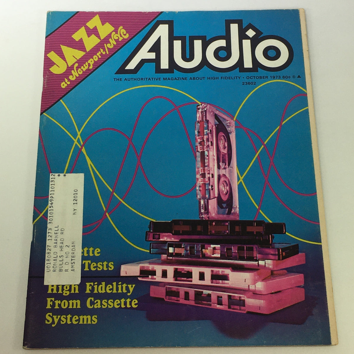Vintage Audio & Music Magazine October 1973 cover featuring high-fidelity cassette systems and colorful graphics.