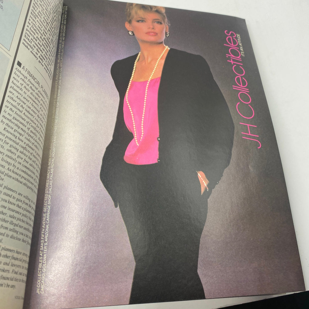 VTG Vogue Magazine October 1984 featuring a model in a stylish pink top and black cardigan, showcasing bold 1980s fashion as photographed by Richard Avedon.