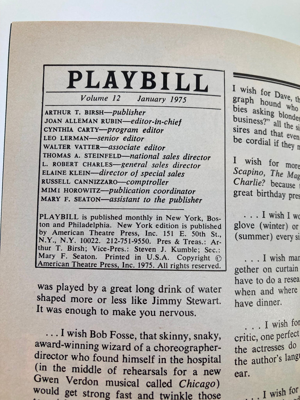 1975 Playbill The Morosco Theatre In Praise of Love Rex Harrison Julie Harris VG