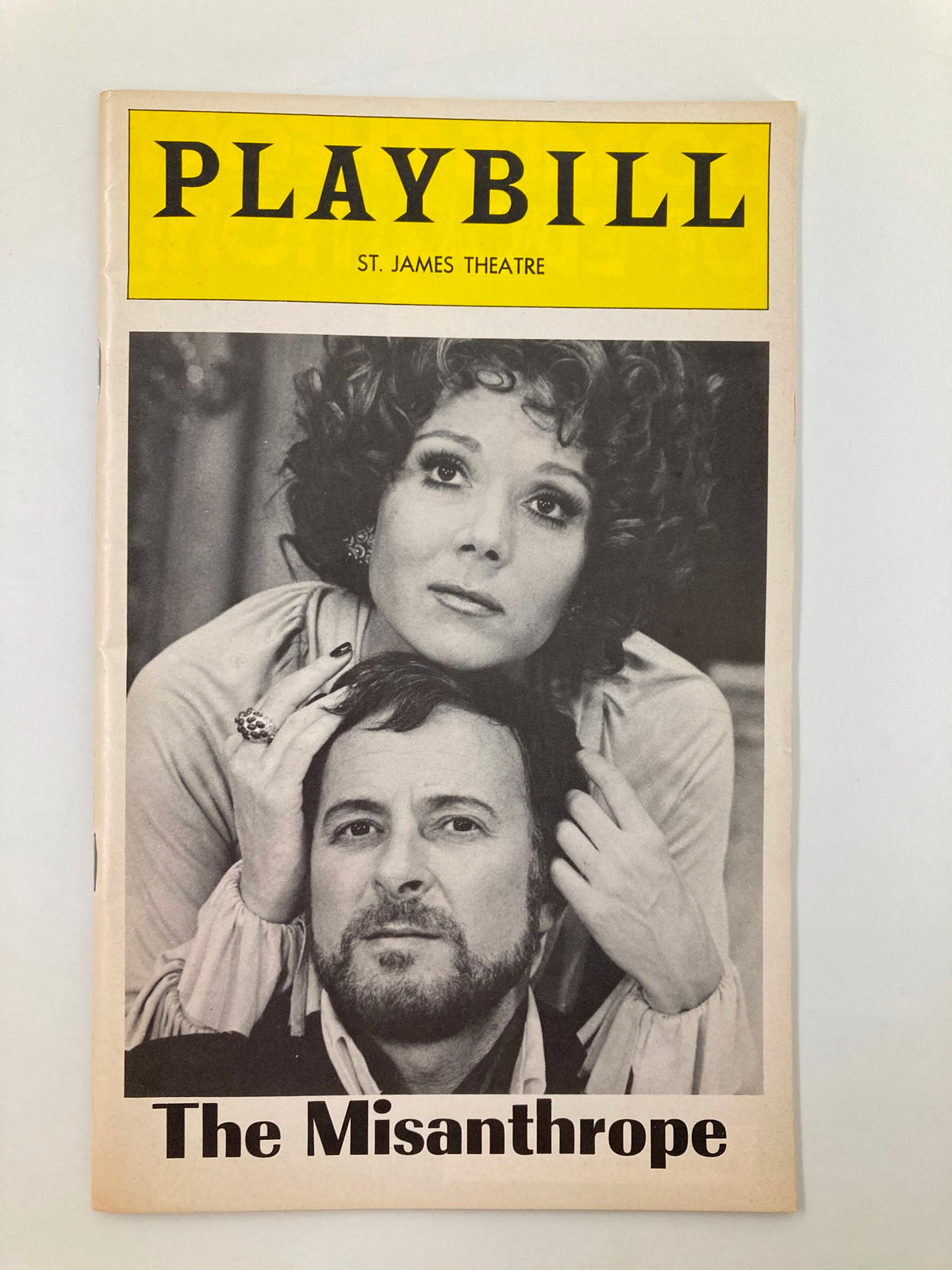 1975 Playbill for The Misanthrope featuring Diana Rigg and Alec McCowen at St. James Theatre, showcasing their performances.