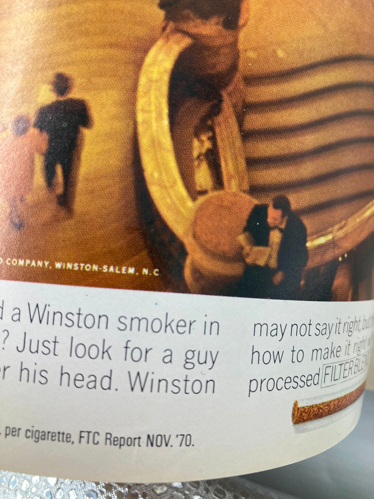 1970 Playbill St. James Theatre 1776 advertisement featuring a vintage discussion about Winston cigarettes with an image of people walking.