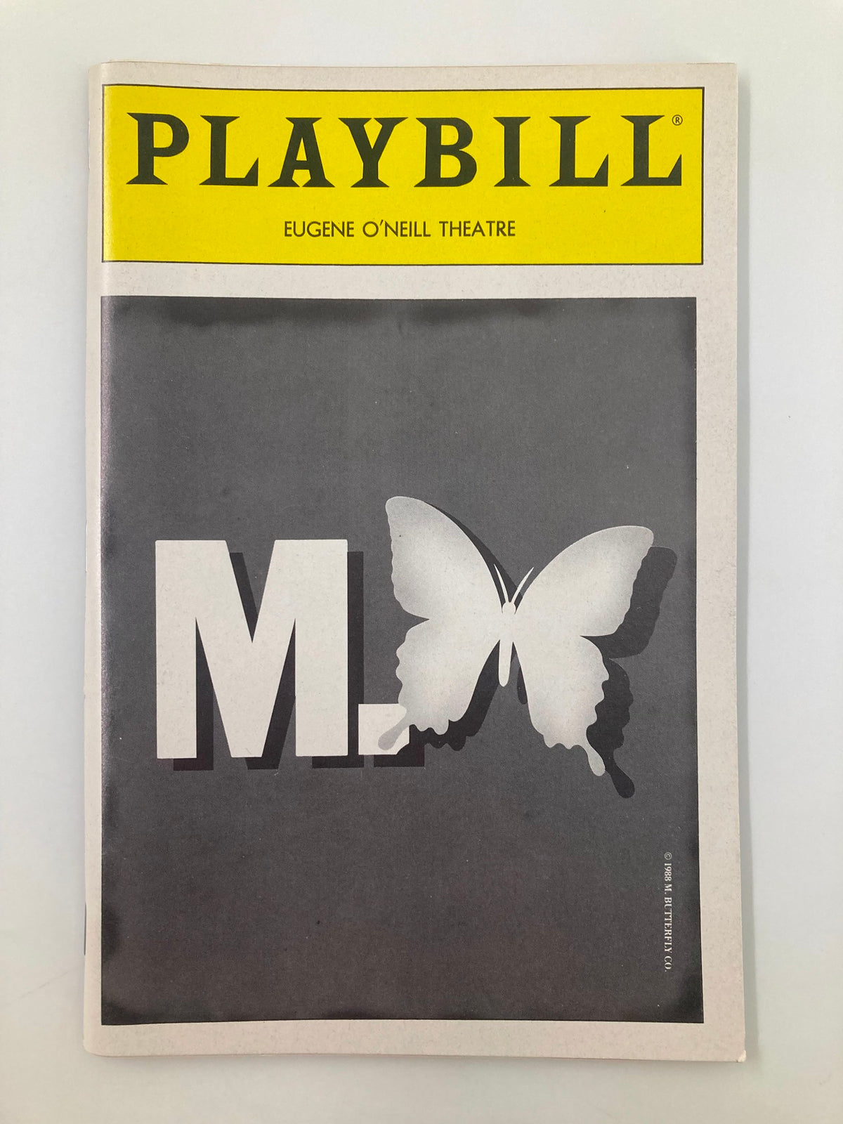 1988 Playbill for M. Butterfly at the Eugene O'Neill Theatre featuring a butterfly silhouette.