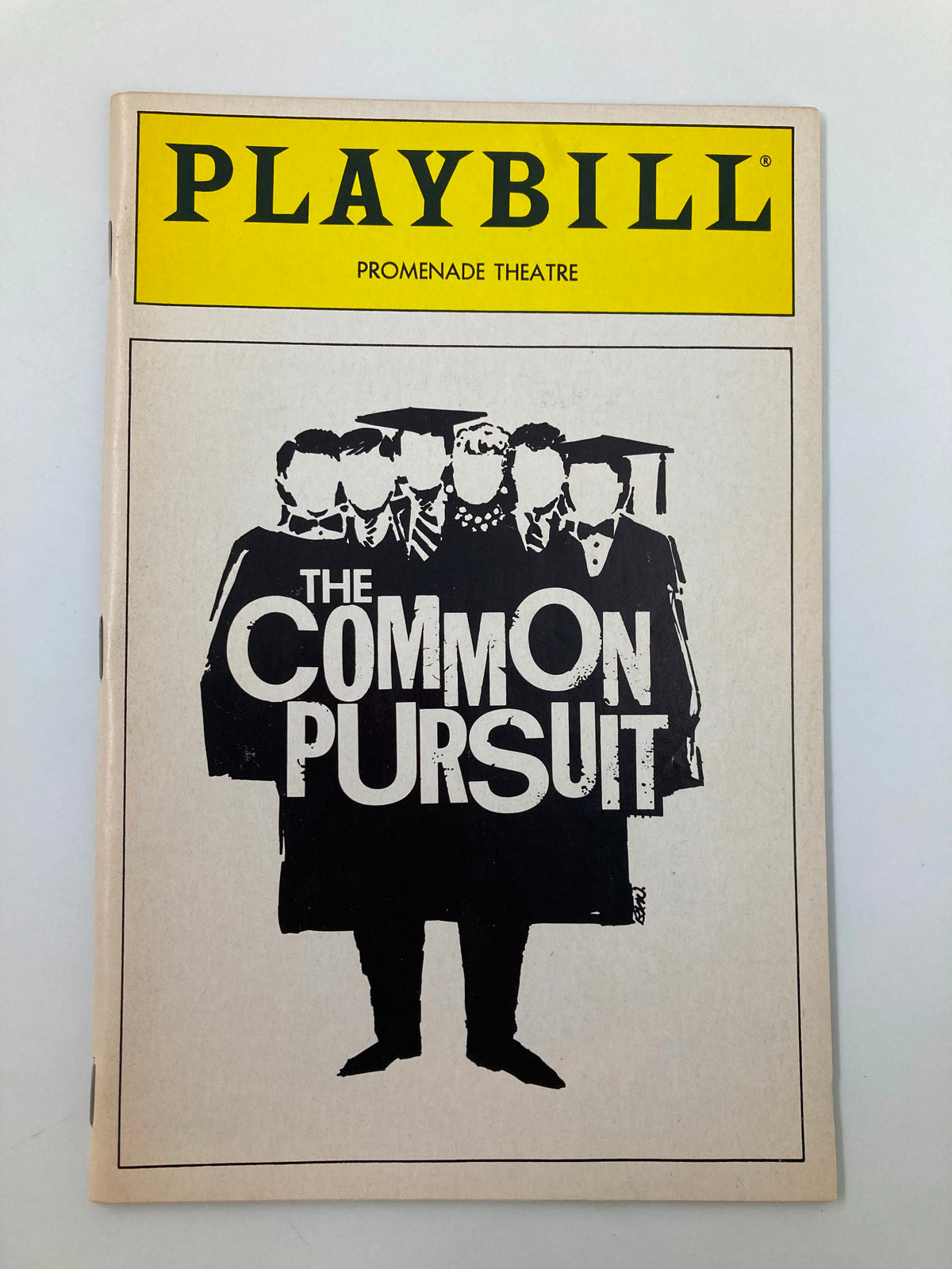 1987 Playbill for The Common Pursuit at Promenade Theatre, featuring a striking black and white design with the title prominently displayed.