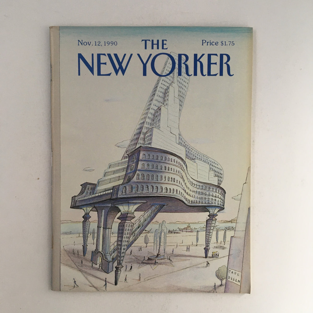 The New Yorker November 12 1990 Full Magazine cover featuring an imaginative architectural design by Paul Degen, showcasing a fantastical structure against a serene background.
