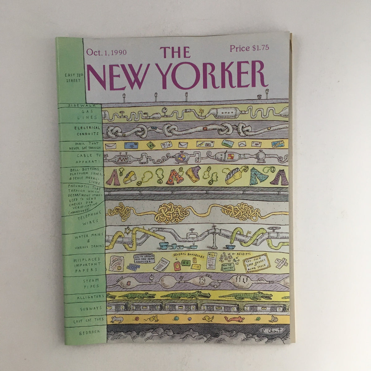 The New Yorker October 1, 1990 Full Magazine cover by Roz Chast, featuring a humorous illustration depicting various underground structures with a whimsical style.