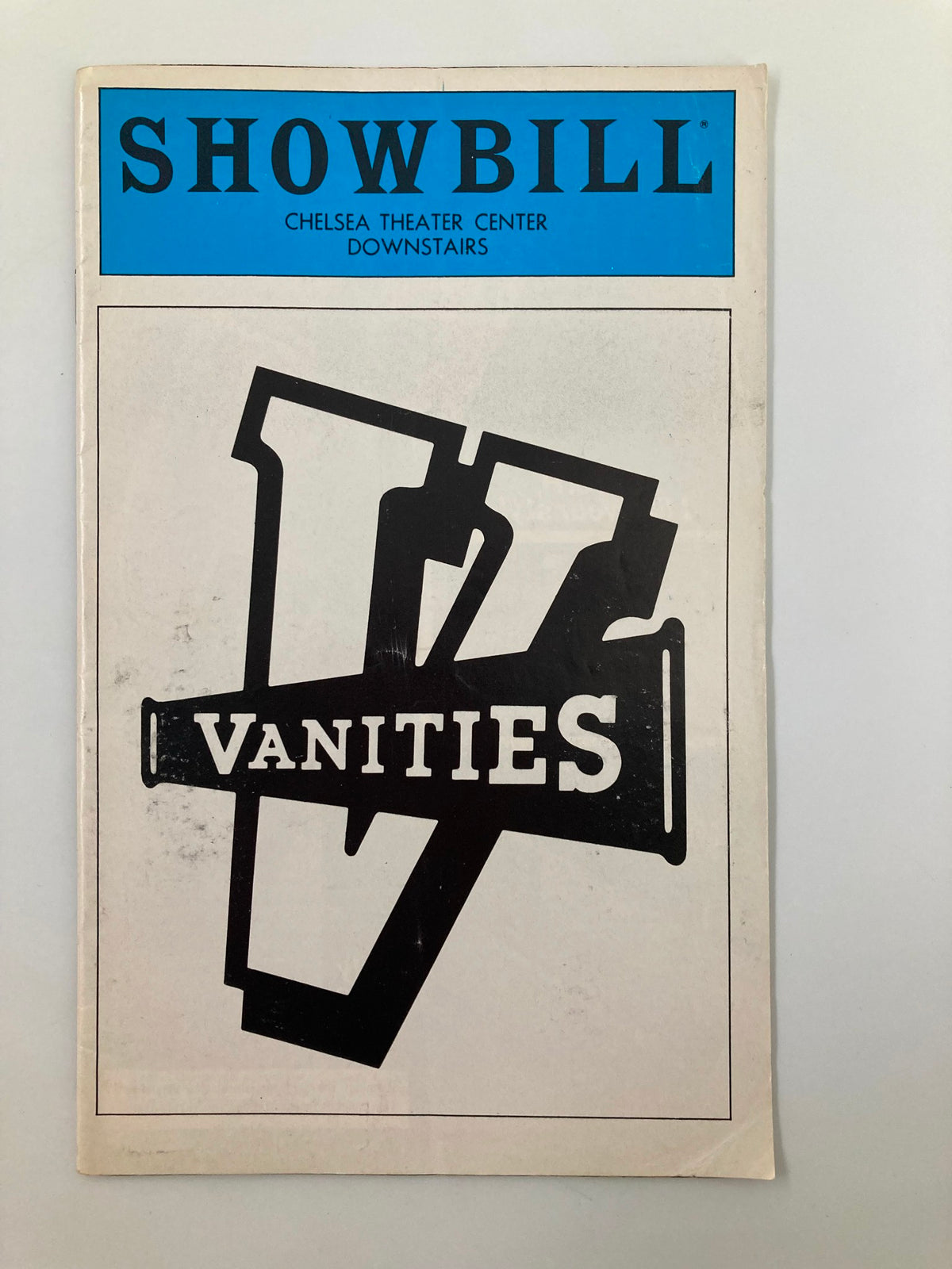 Cover of the 1980 Showbill for the Chelsea Theater Center production of 'Vanities' by Jane Dentinger and Patricia Miller, featuring a bold logo and vintage design.
