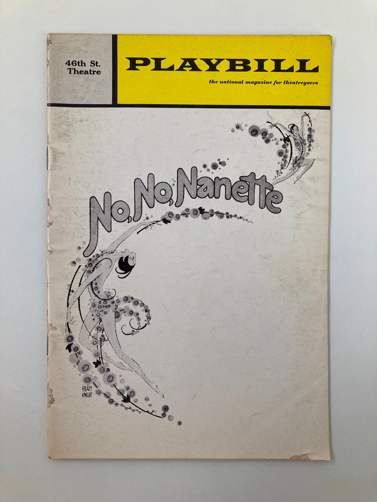 1971 Playbill for the Forty-Sixth Street Theatre production of 'No, No, Nanette' featuring a decorative cover design. This collectible highlights the Broadway history of the production starring Ruby Keeler and Bobby Van.