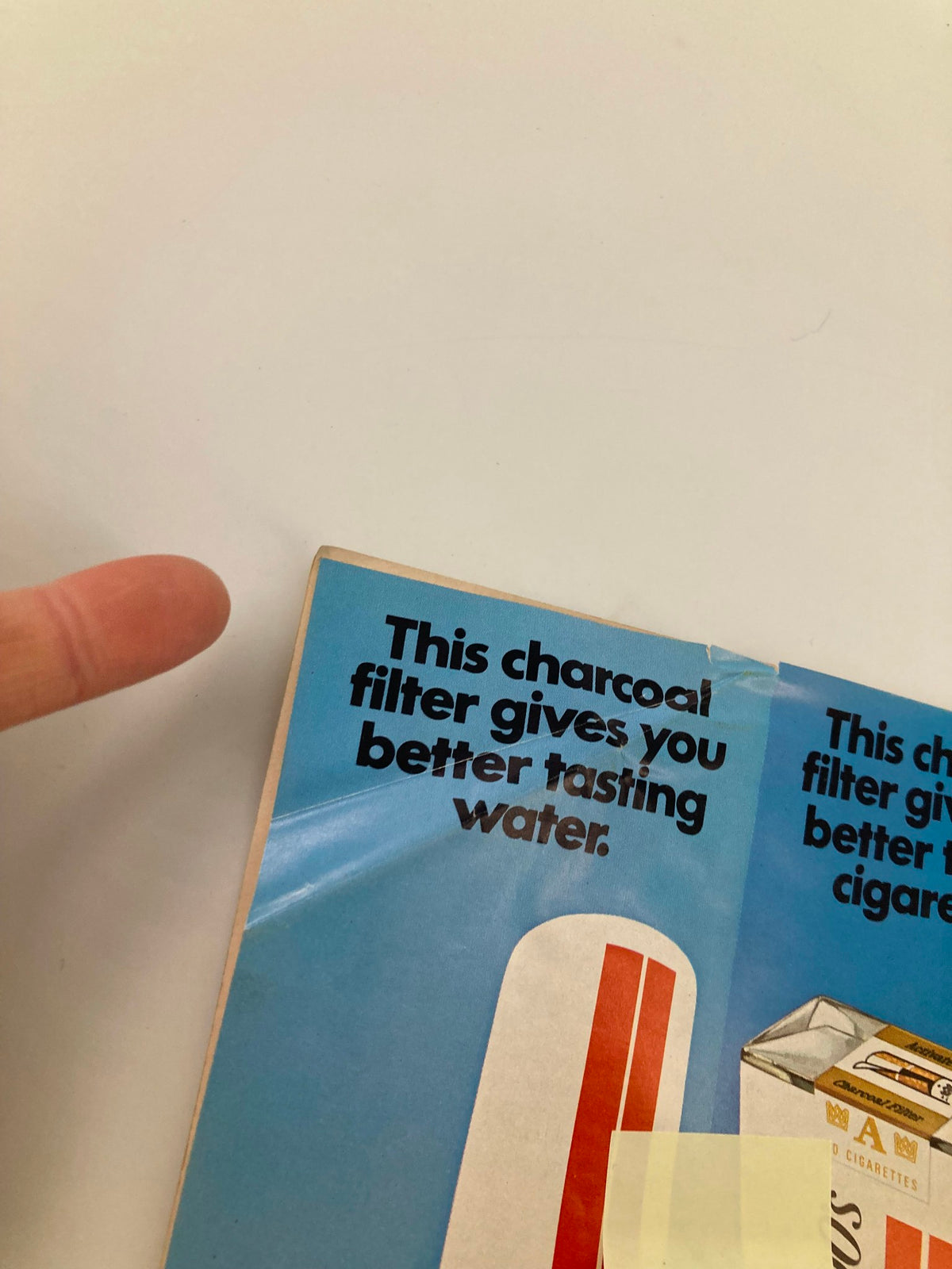 Advertisement featured in the 1972 Playbill for 'Fiddler on the Roof', promoting a charcoal filter product with a vibrant design.