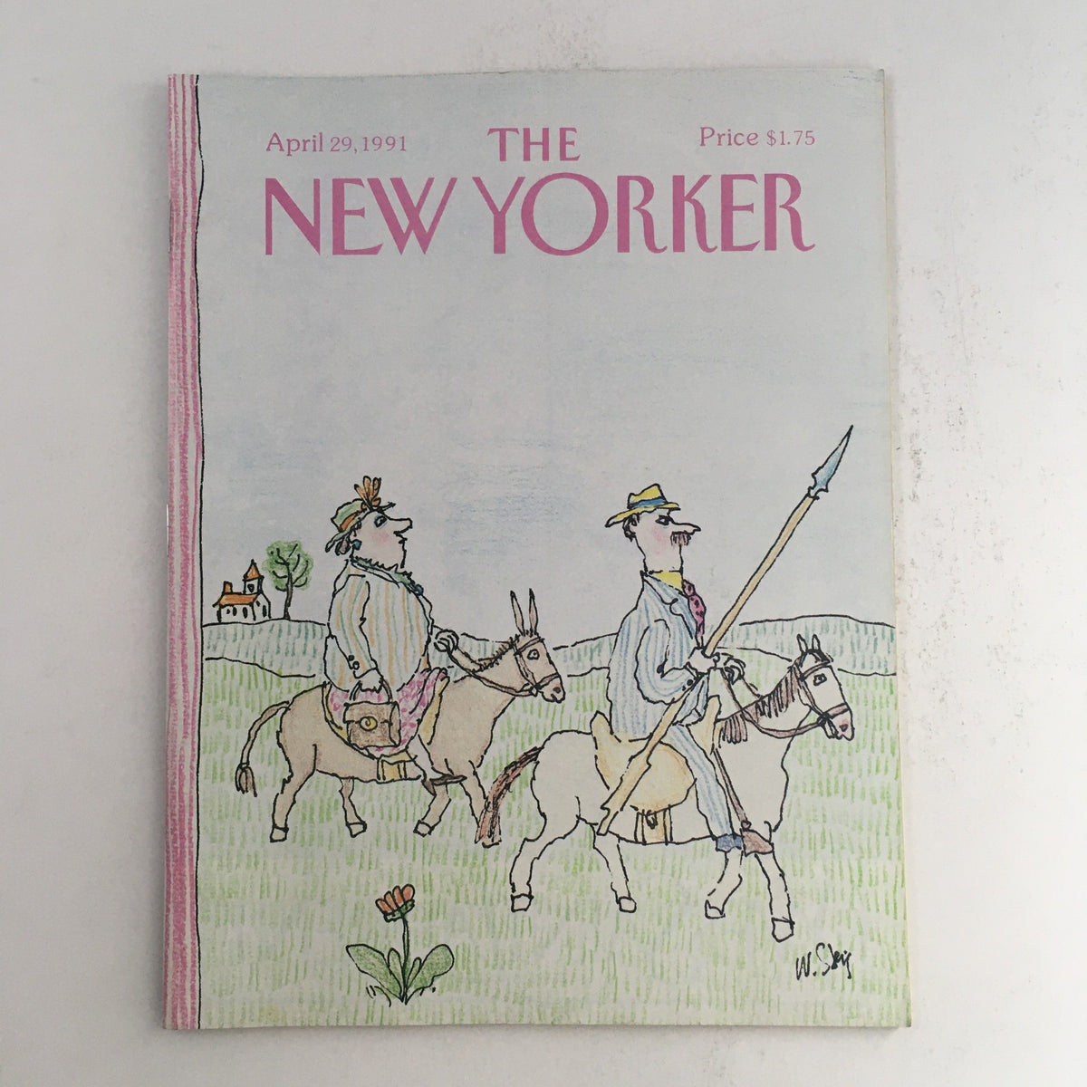 Cover of The New Yorker, April 29, 1991, illustrated by William Steig, featuring two men on horseback in a pastoral setting. The iconic magazine cover displays the title boldly at the top, capturing the essence of its era.