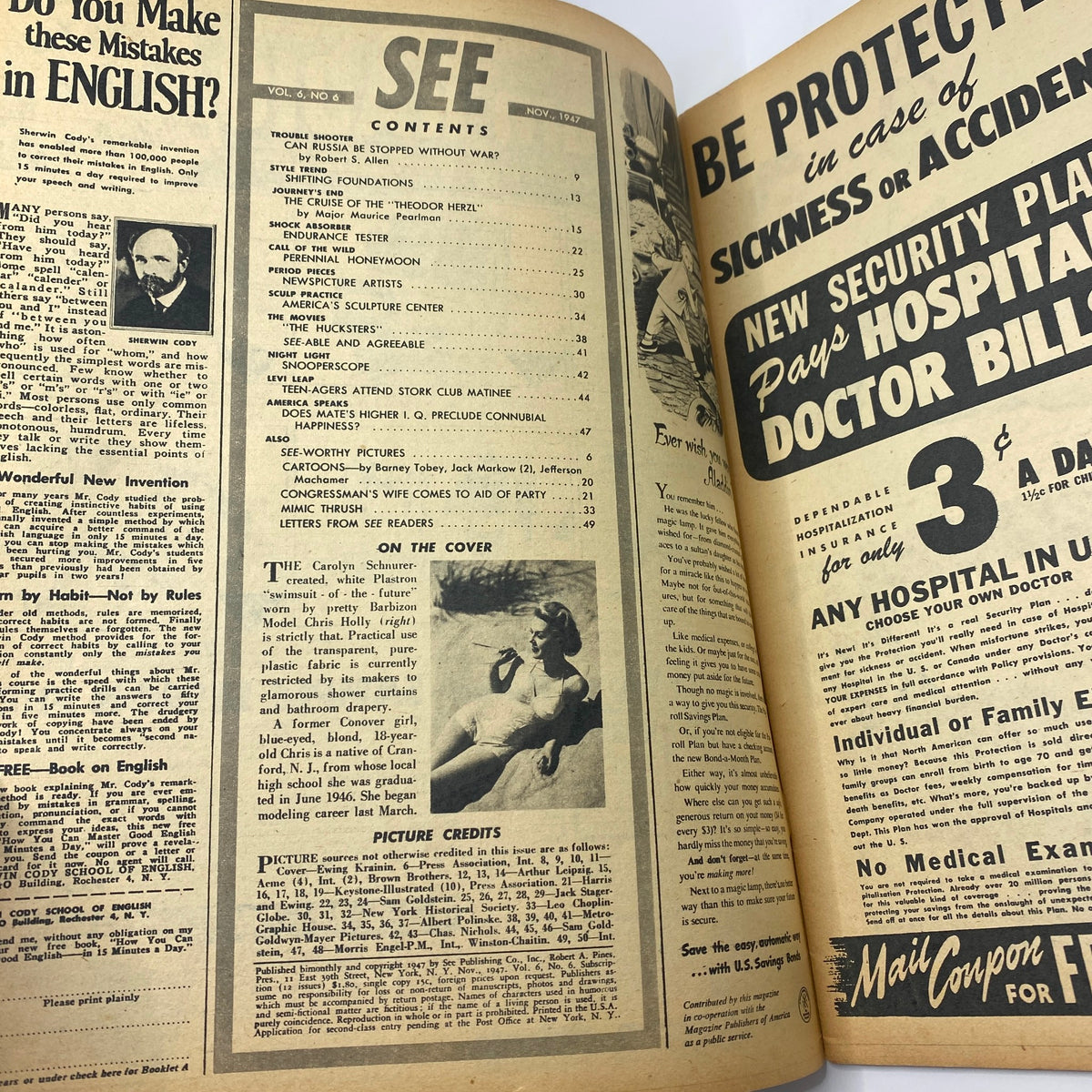 Vintage See Magazine November 1947 Vol 6 No. 6 Chris Holly No Label