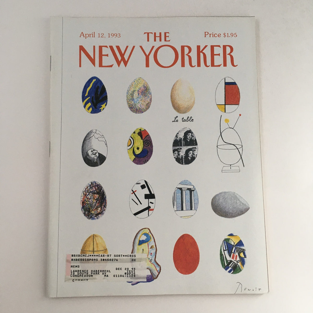 Cover of The New Yorker April 12 1993 Full Magazine featuring a colorful egg-themed design by Benoit van Innis.