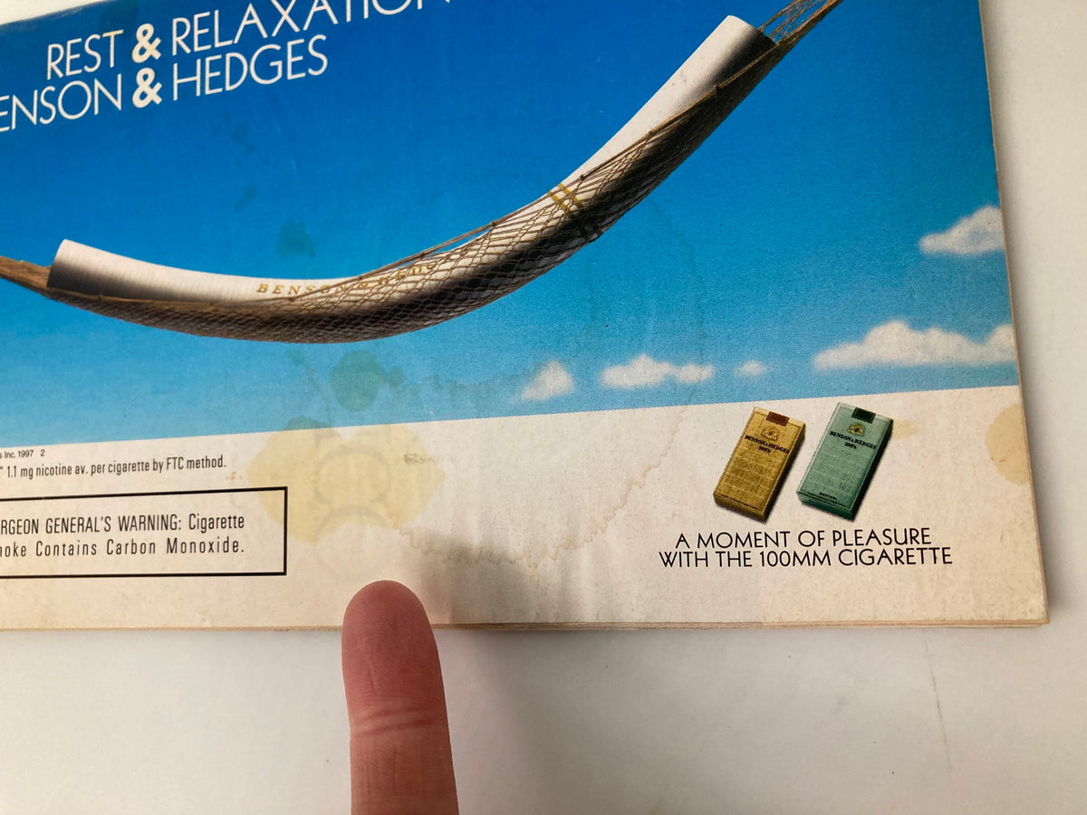 1997 Playbill for The Life at Ethel Barrymore Theatre displaying an advertisement for a cigarette brand.