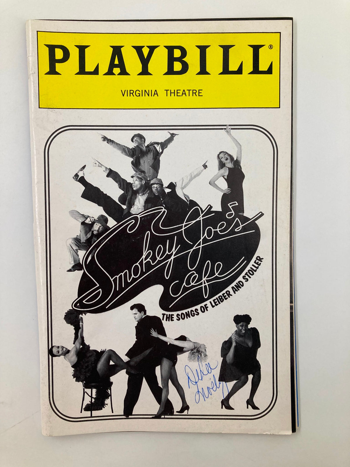 1996 Playbill for Smokey Joe's Cafe: The Songs of Leiber and Stoller from Virginia Theatre showcasing the iconic front cover design.