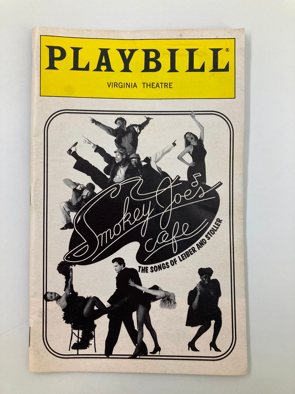 1998 Playbill for Smokey Joe's Cafe at Virginia Theatre featuring dynamic performances, showcasing cast and creative team details, capturing a piece of Broadway history.